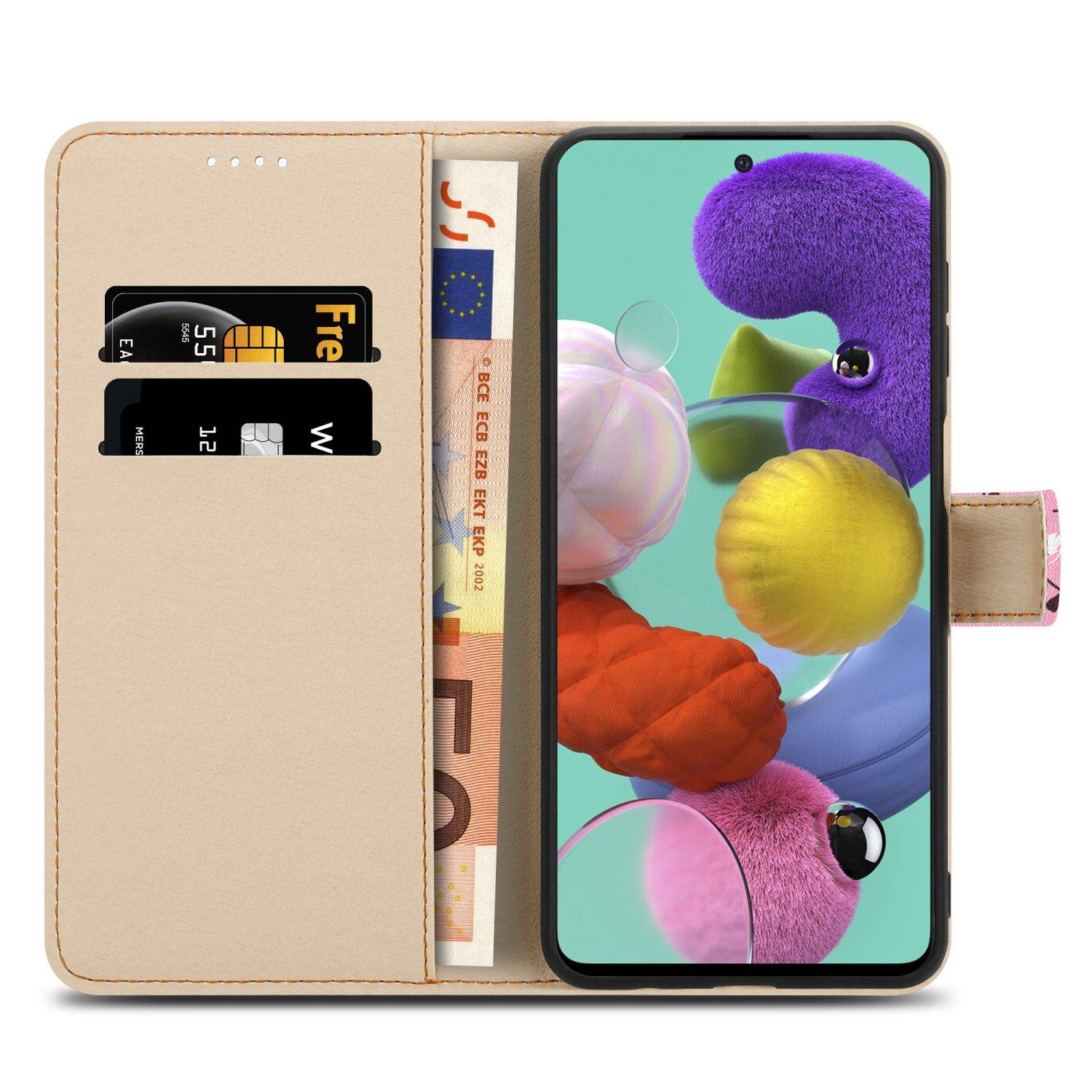Cadorabo Schutzhülle für Samsung Galaxy A51 4G / M40s Hülle Design Rosa Handyhülle Schutzhülle Etui Magnetisch Case