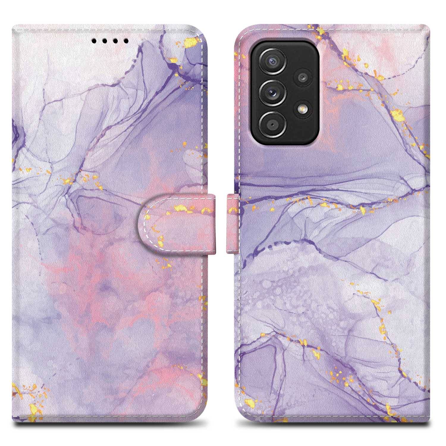 Cadorabo Schutzhülle für Samsung Galaxy A52 (4G / 5G) / A52s Hülle Design Lila Handyhülle Schutzhülle Etui Magnetisch