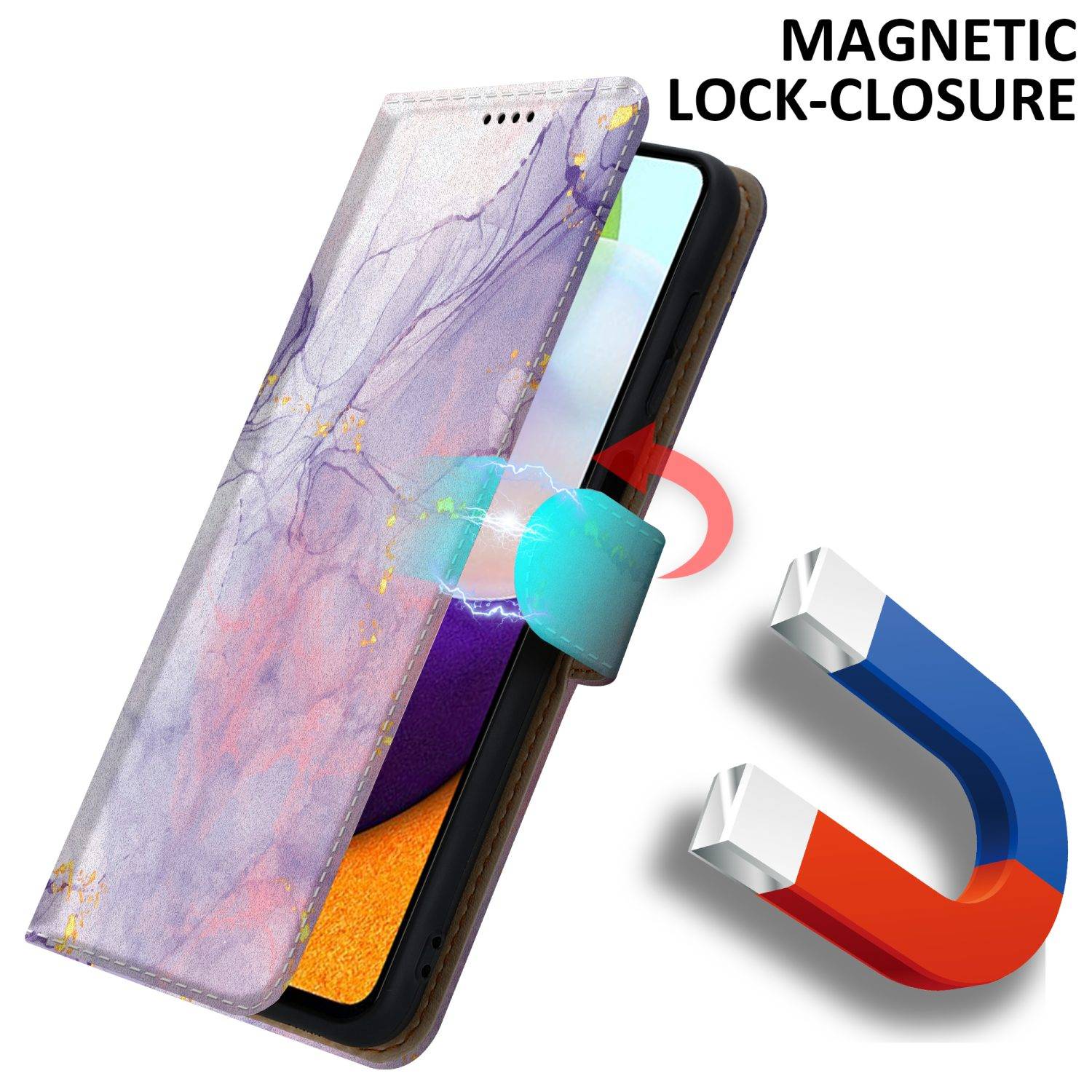 Cadorabo Schutzhülle für Samsung Galaxy A52 (4G / 5G) / A52s Hülle Design Lila Handyhülle Schutzhülle Etui Magnetisch
