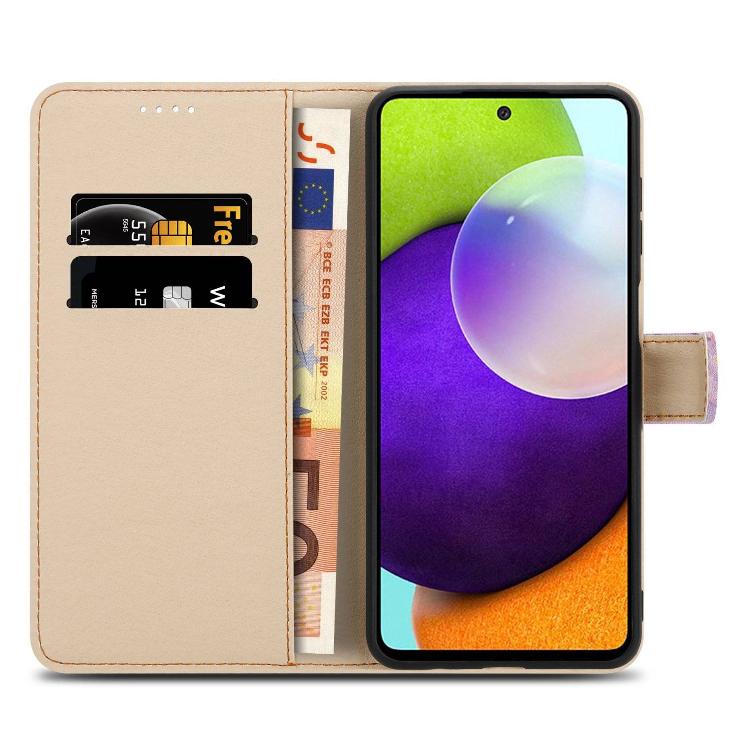 Cadorabo Schutzhülle für Samsung Galaxy A52 (4G / 5G) / A52s Hülle Design Lila Handyhülle Schutzhülle Etui Magnetisch