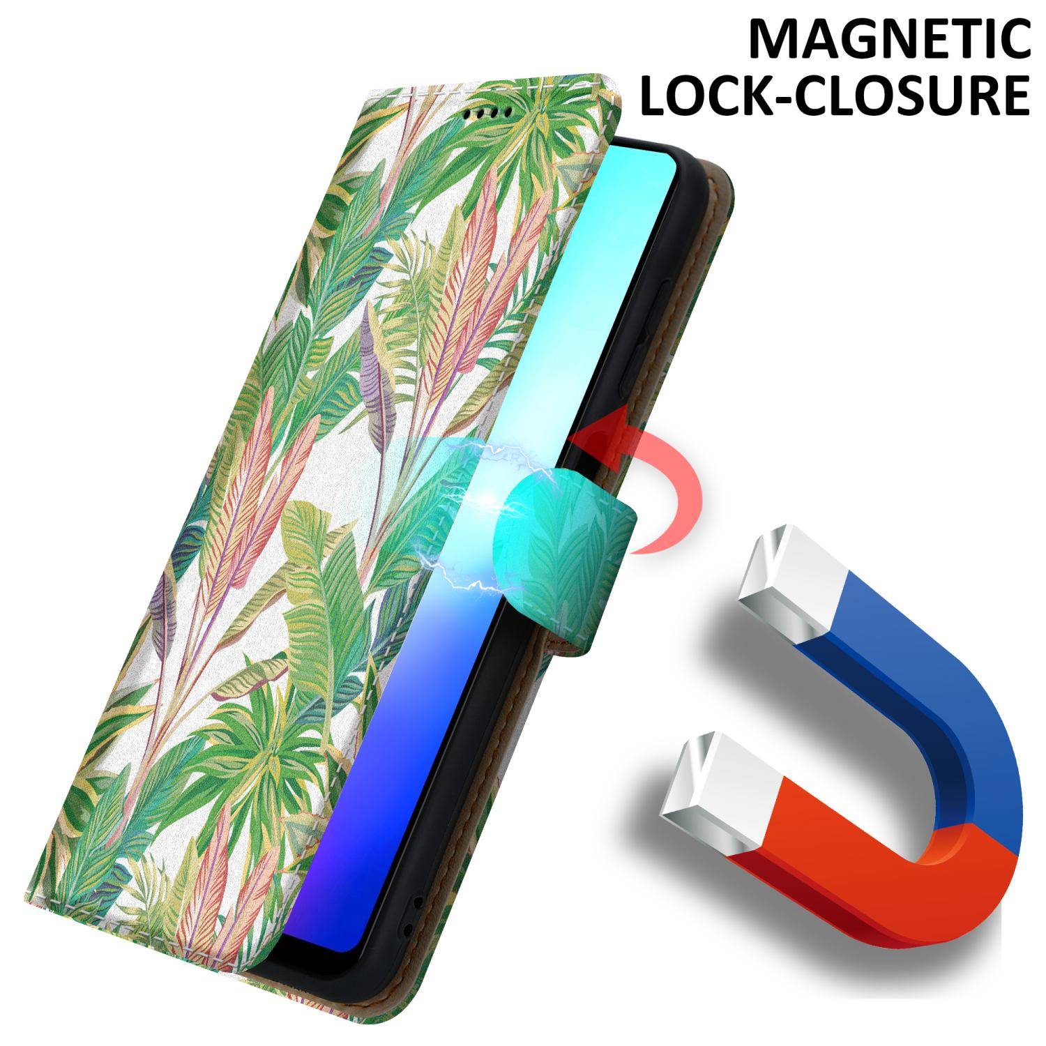 Cadorabo Schutzhülle für Huawei MATE 20 Hülle Design Grüner Regenwald No.8 Handyhülle Schutzhülle Etui Magnetisch Case