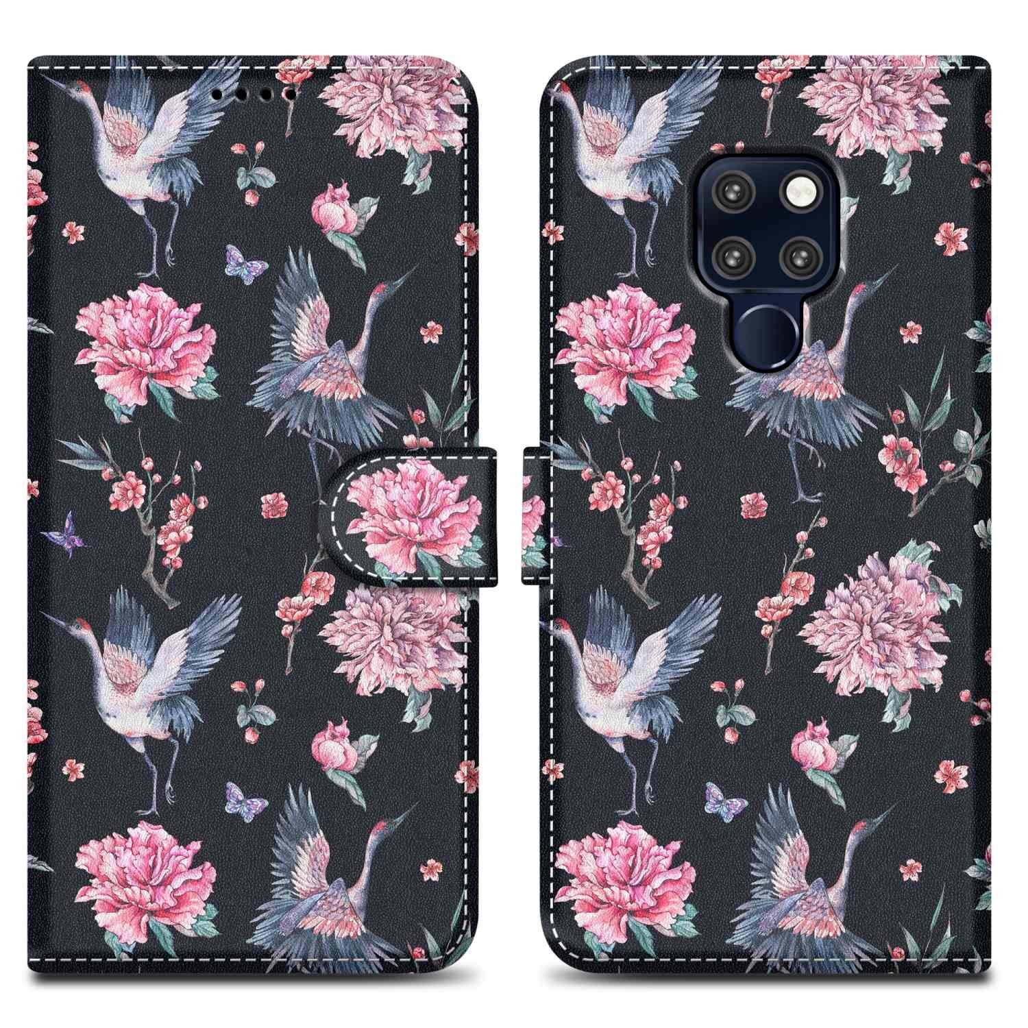 Cadorabo Schutzhülle für Huawei MATE 20 Hülle Design Schwarz Handyhülle Schutzhülle Etui Magnetisch Case Cover