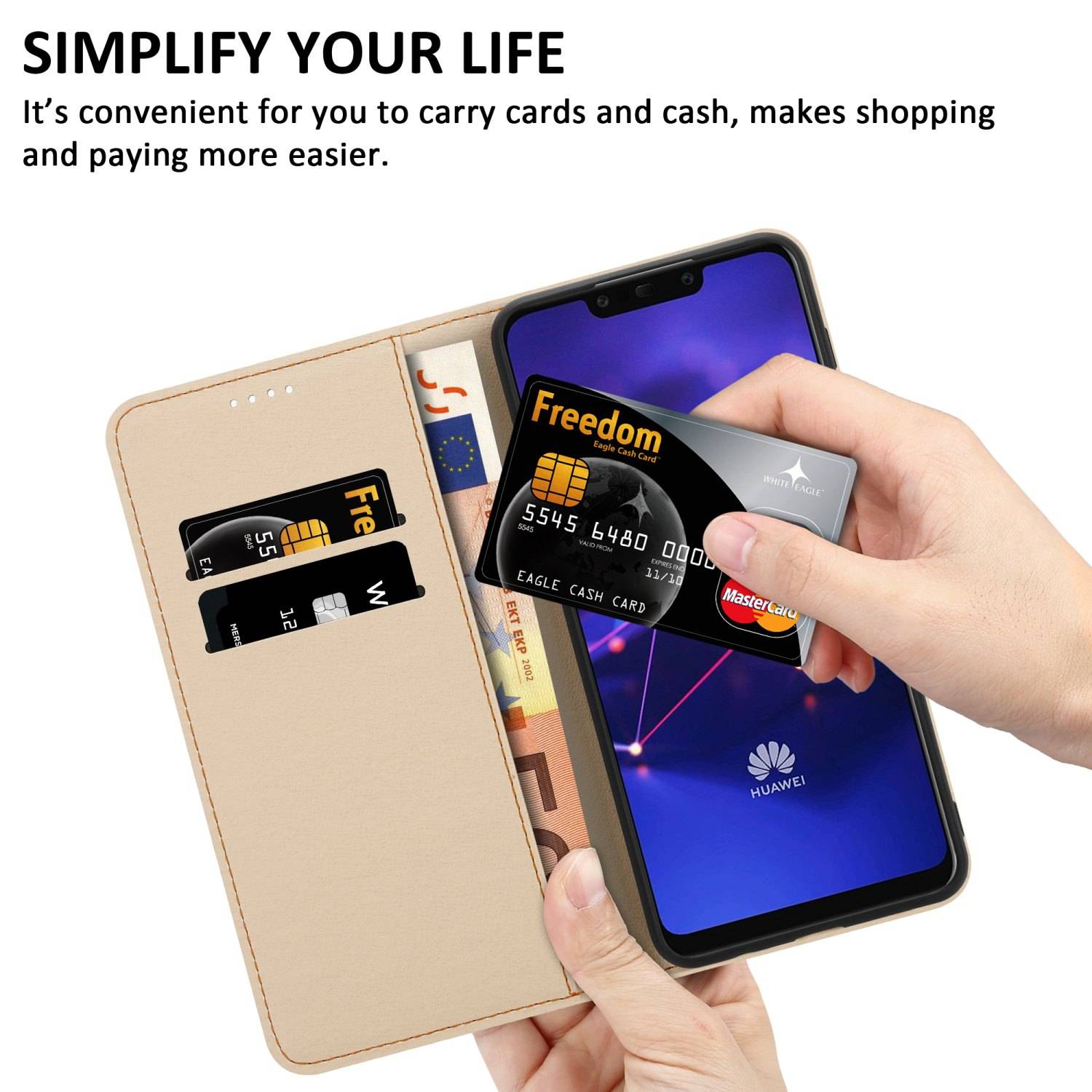 Cadorabo Schutzhülle für Huawei MATE 20 LITE Hülle Design Rosa Handyhülle Schutzhülle Etui Magnetisch Case Cover
