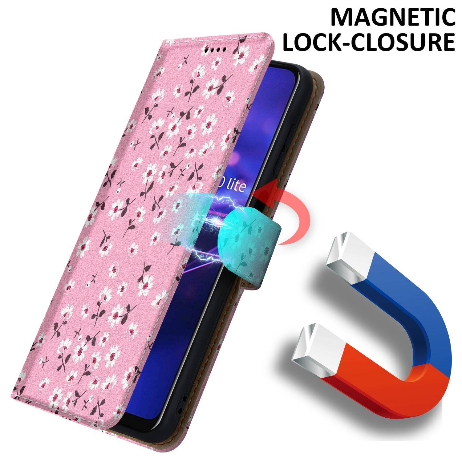 Cadorabo Schutzhülle für Huawei MATE 20 LITE Hülle Design Rosa Handyhülle Schutzhülle Etui Magnetisch Case Cover