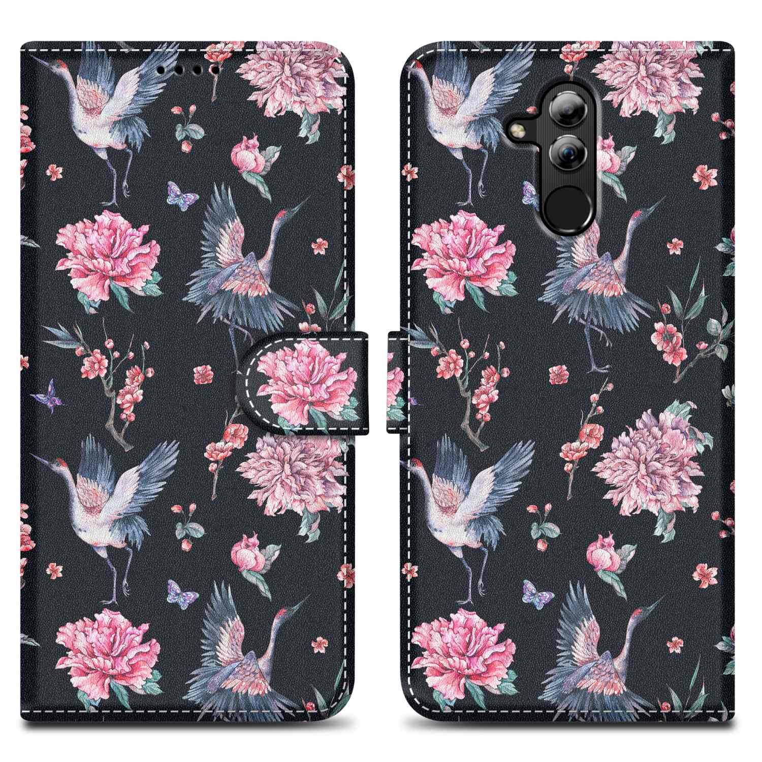Cadorabo Schutzhülle für Huawei MATE 20 LITE Hülle Design Schwarz Handyhülle Schutzhülle Etui Magnetisch Case Cover