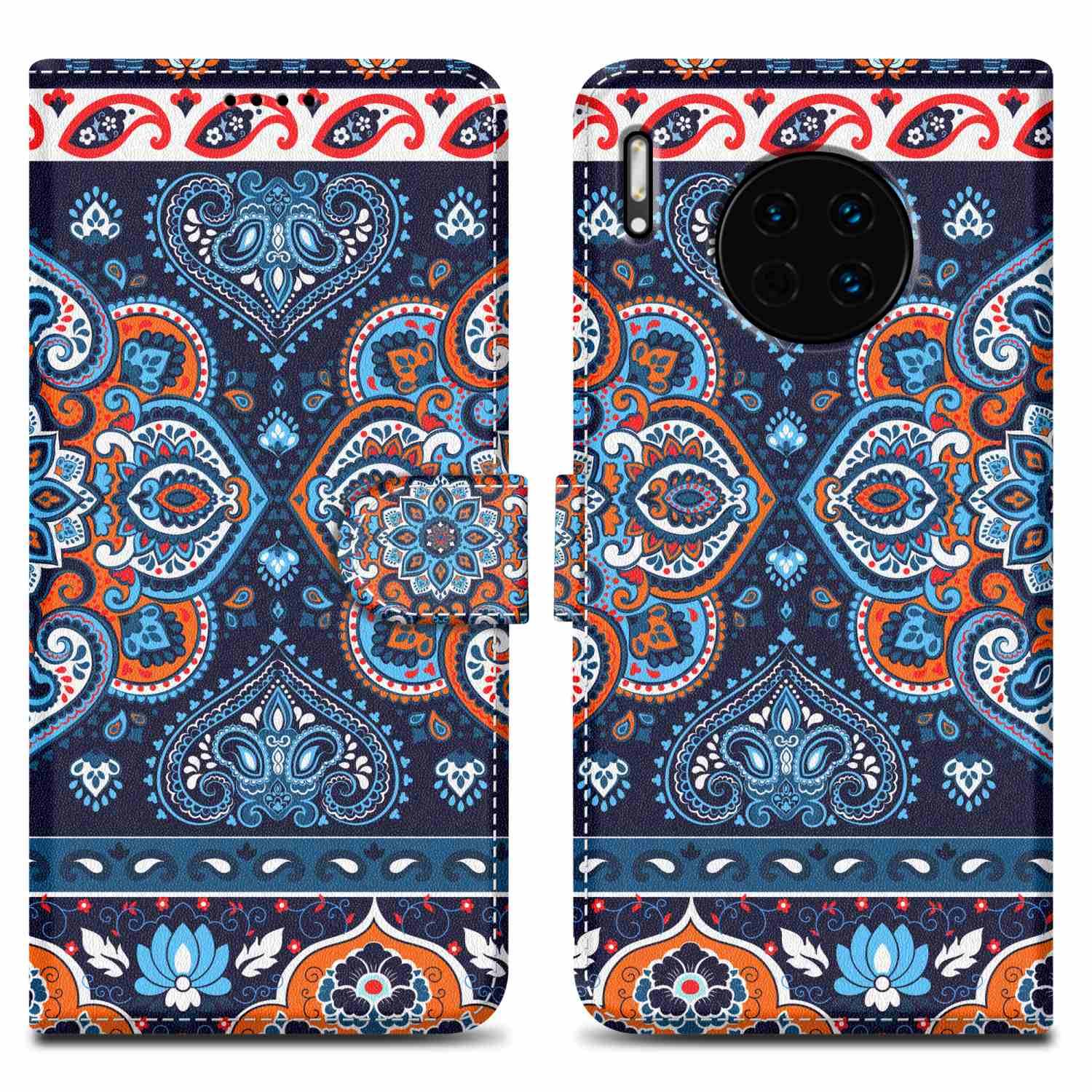 Cadorabo Schutzhülle für Huawei MATE 30 Hülle Design Blau Handyhülle Schutzhülle Etui Magnetisch Case Cover
