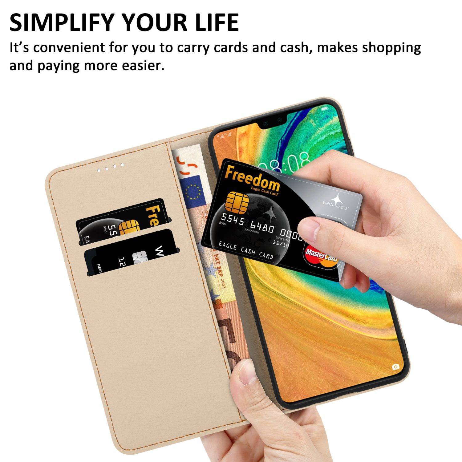 Cadorabo Schutzhülle für Huawei MATE 30 Hülle Design Blau Handyhülle Schutzhülle Etui Magnetisch Case Cover