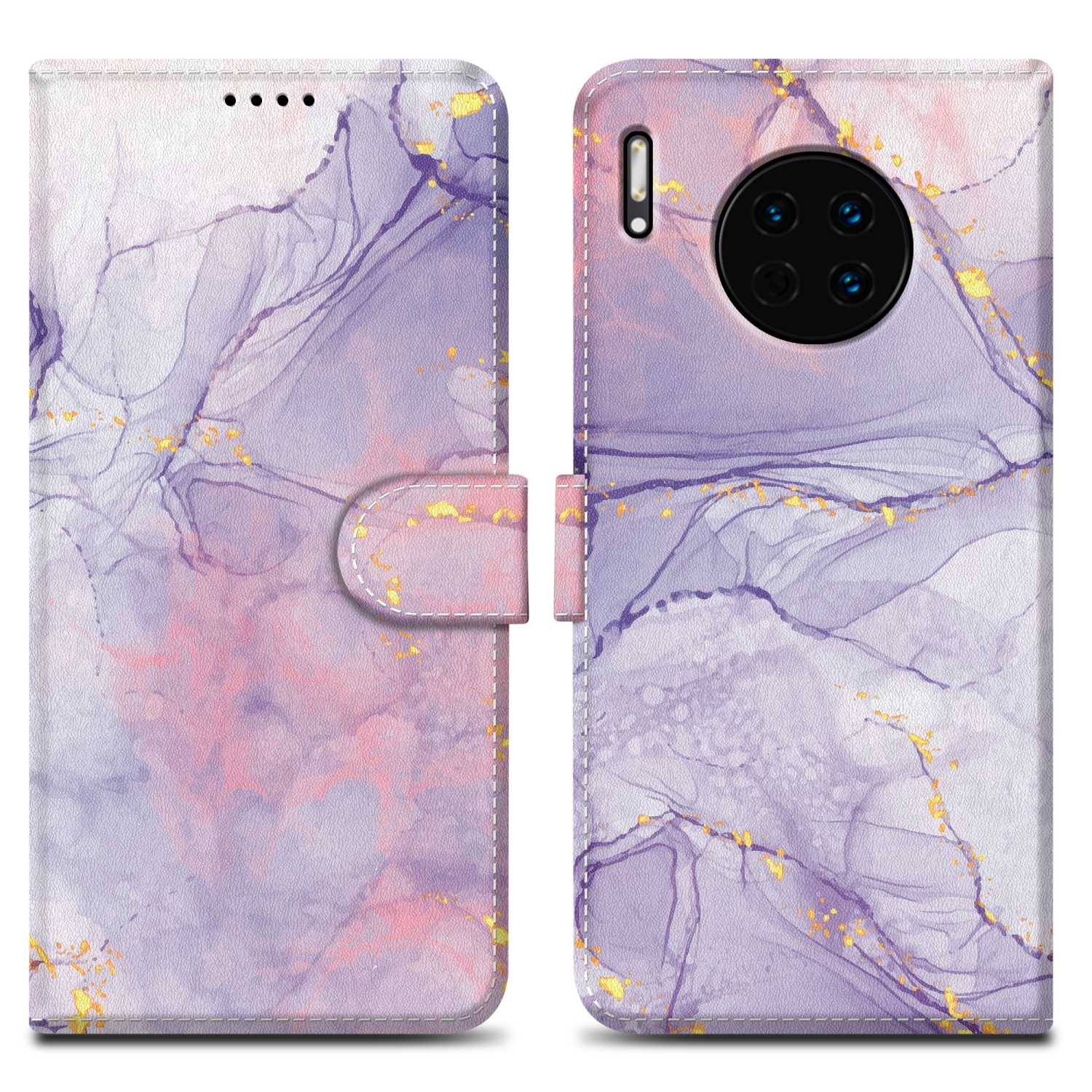 Cadorabo Schutzhülle für Huawei MATE 30 Hülle Design Lila Handyhülle Schutzhülle Etui Magnetisch Case Cover