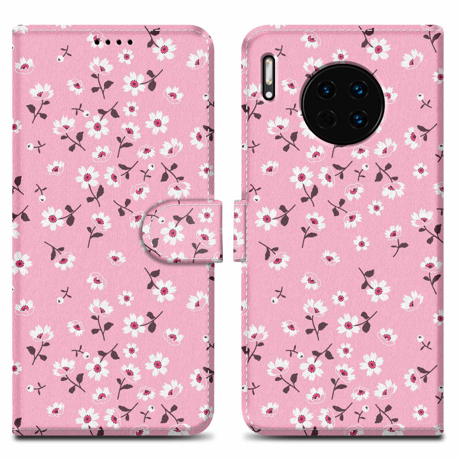 Cadorabo Schutzhülle für Huawei MATE 30 Hülle Design Rosa Handyhülle Schutzhülle Etui Magnetisch Case Cover