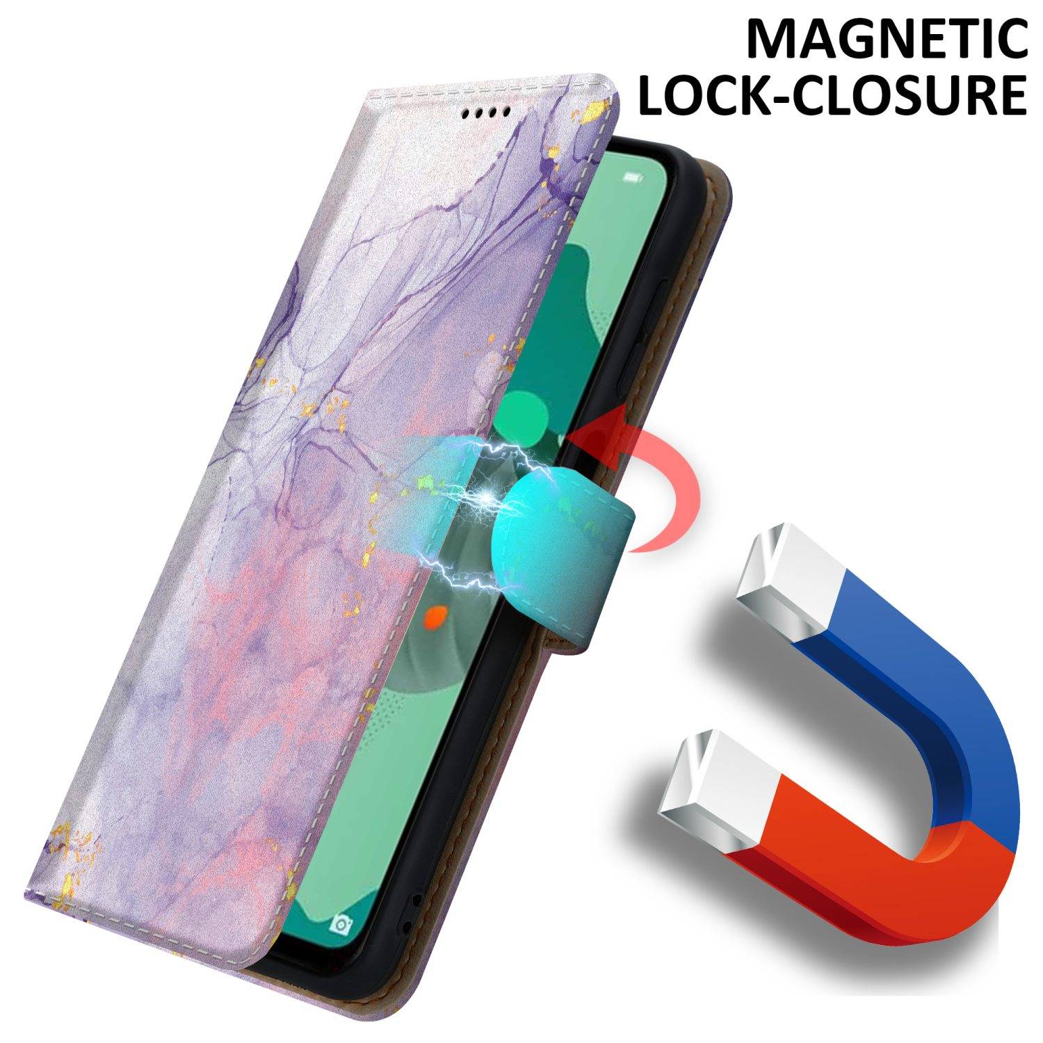 Cadorabo Schutzhülle für Huawei MATE 30 LITE Hülle Design Lila Handyhülle Schutzhülle Etui Magnetisch Case Cover