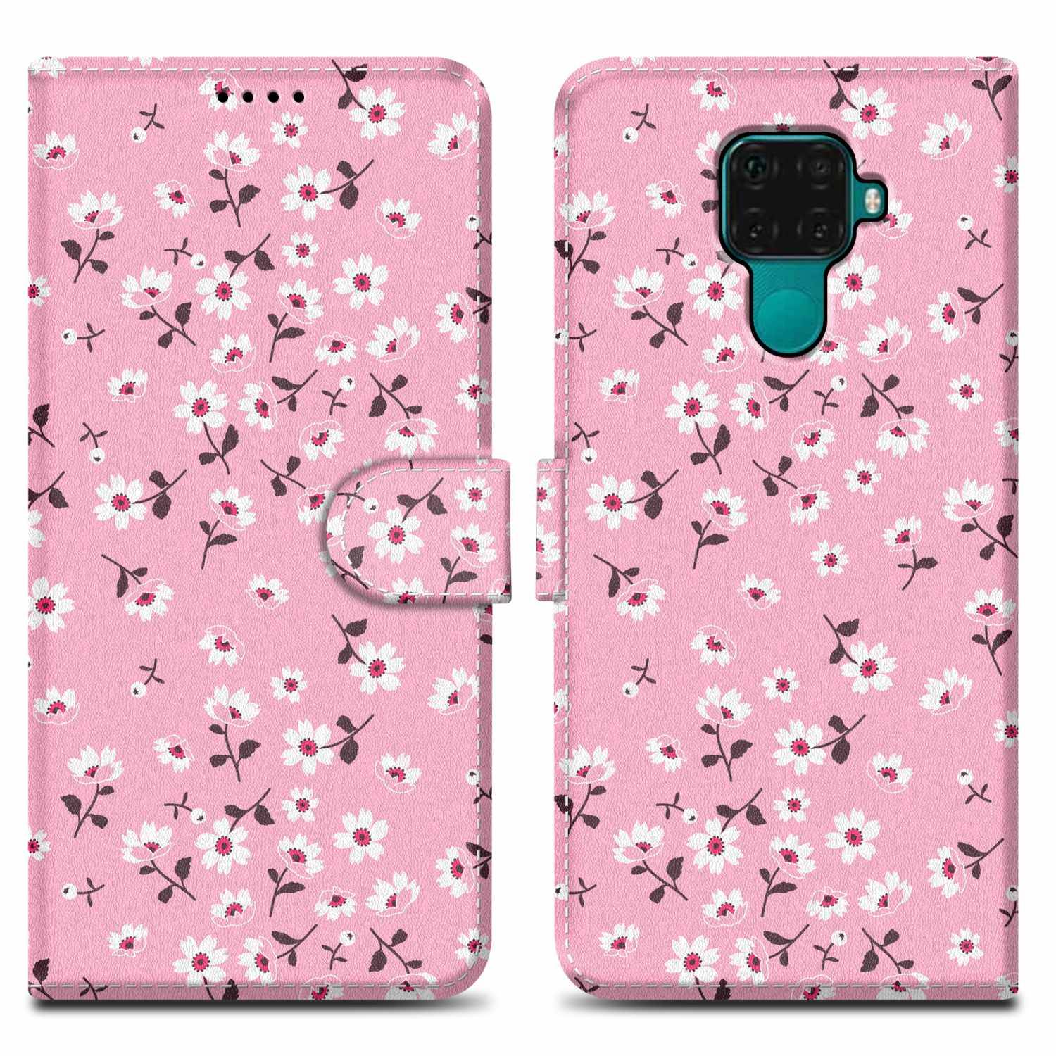 Cadorabo Schutzhülle für Huawei MATE 30 LITE Hülle Design Rosa Handyhülle Schutzhülle Etui Magnetisch Case Cover