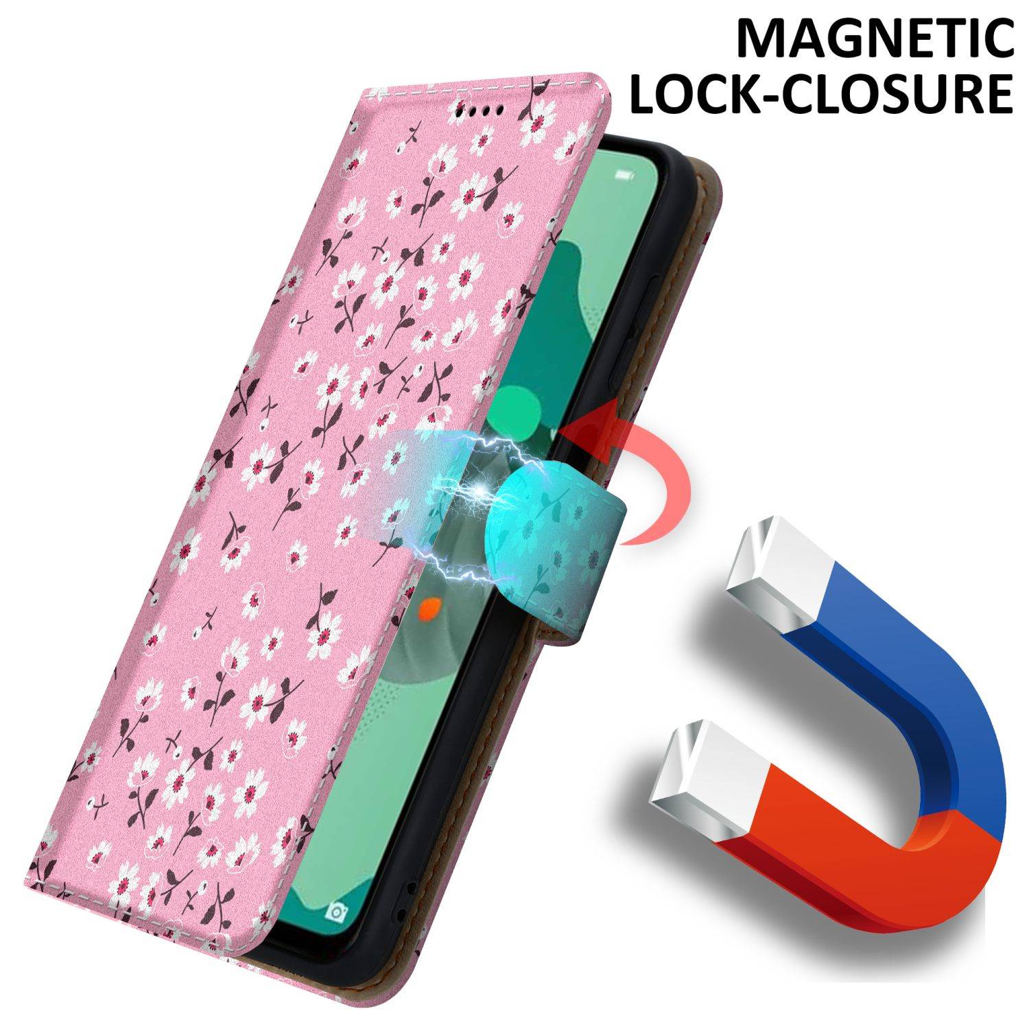 Cadorabo Schutzhülle für Huawei MATE 30 LITE Hülle Design Rosa Handyhülle Schutzhülle Etui Magnetisch Case Cover
