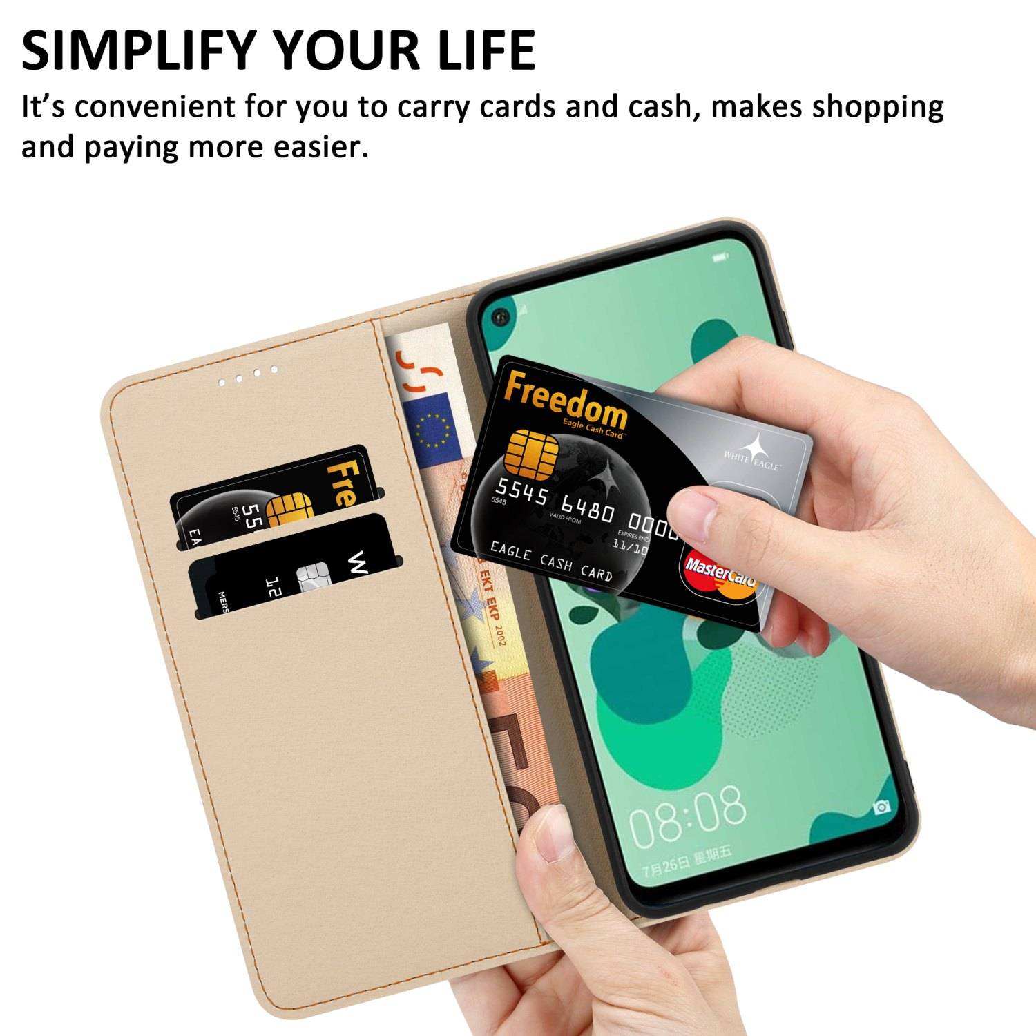 Cadorabo Schutzhülle für Huawei MATE 30 LITE Hülle Design Rosa Handyhülle Schutzhülle Etui Magnetisch Case Cover