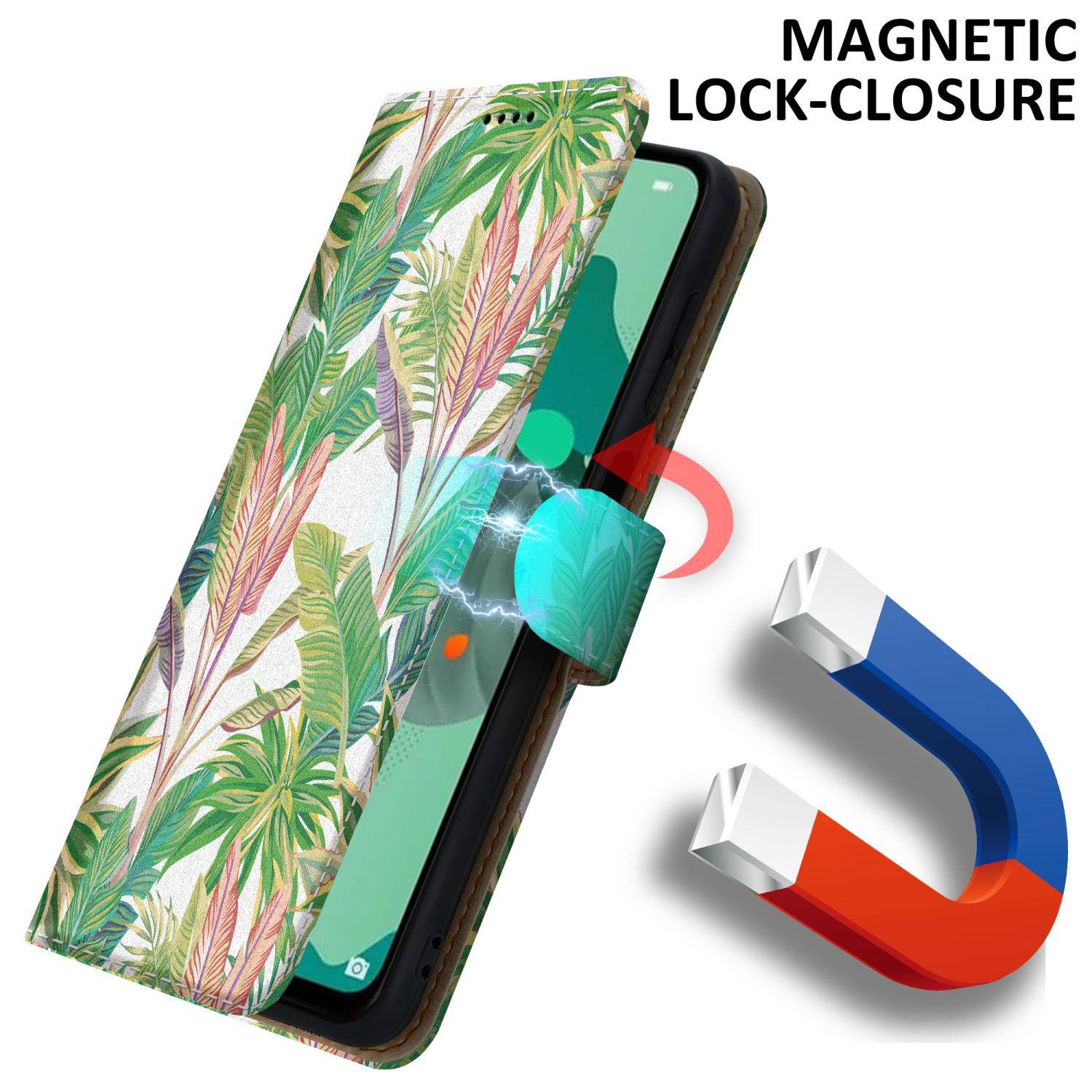 Cadorabo Schutzhülle für Huawei MATE 30 LITE Hülle Design Grüner Regenwald No.8 Handyhülle Schutzhülle Etui Magnetisch