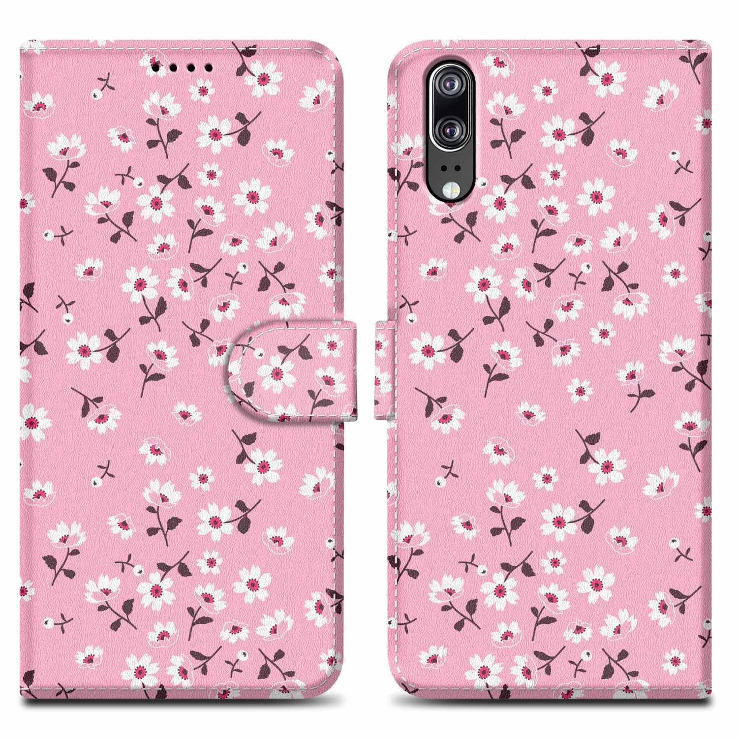 Cadorabo Schutzhülle für Huawei P20 Hülle Design Rosa Handyhülle Schutzhülle Etui Magnetisch Case Cover