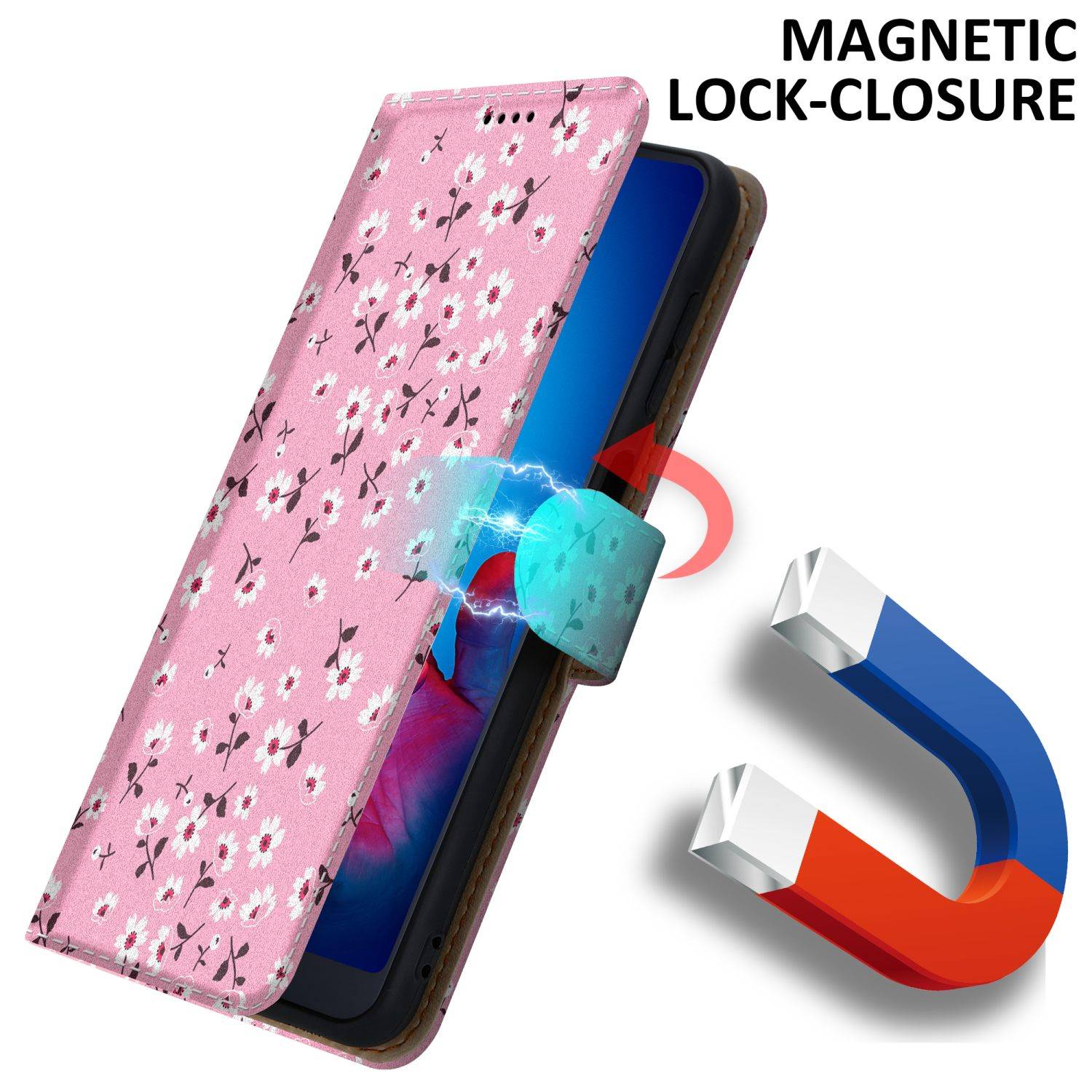 Cadorabo Schutzhülle für Huawei P20 Hülle Design Rosa Handyhülle Schutzhülle Etui Magnetisch Case Cover