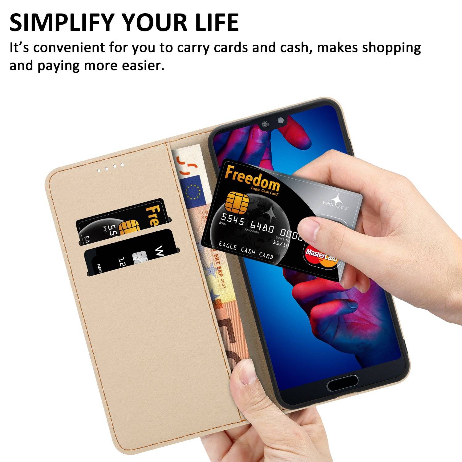 Cadorabo Schutzhülle für Huawei P20 Hülle Design Schwarz Handyhülle Schutzhülle Etui Magnetisch Case Cover