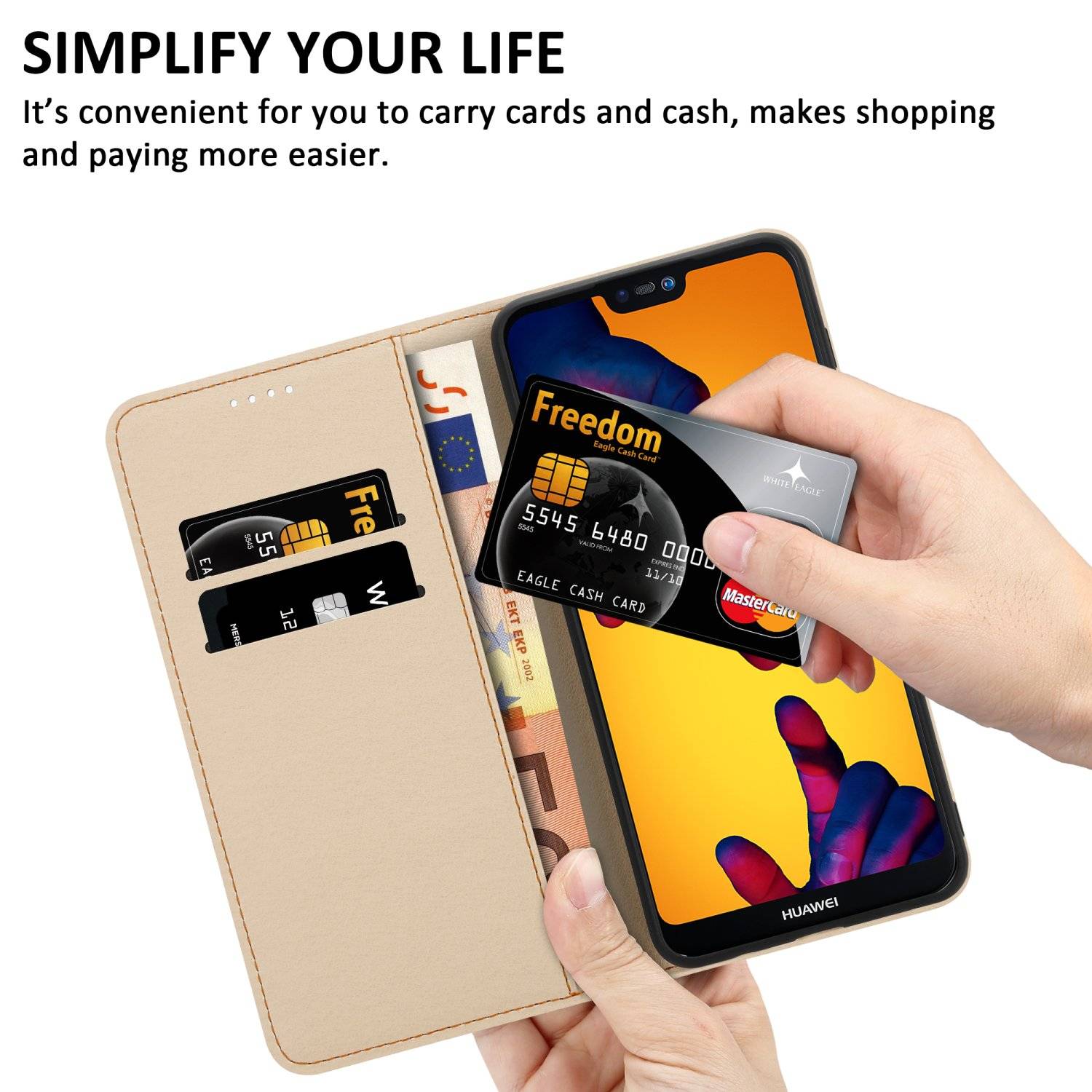 Cadorabo Schutzhülle für Huawei P20 LITE 2018 / NOVA 3E Hülle Design Schwarz Handyhülle Schutzhülle Etui Magnetisch Case