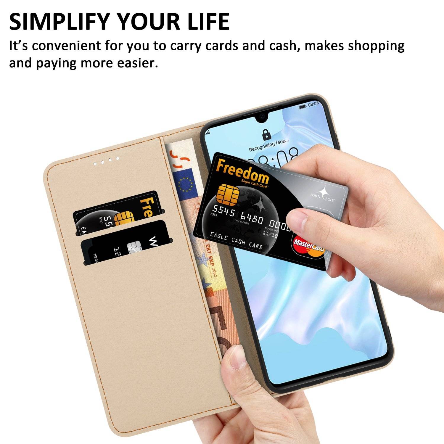 Cadorabo Schutzhülle für Huawei P30 Hülle Design Schwarz Handyhülle Schutzhülle Etui Magnetisch Case Cover