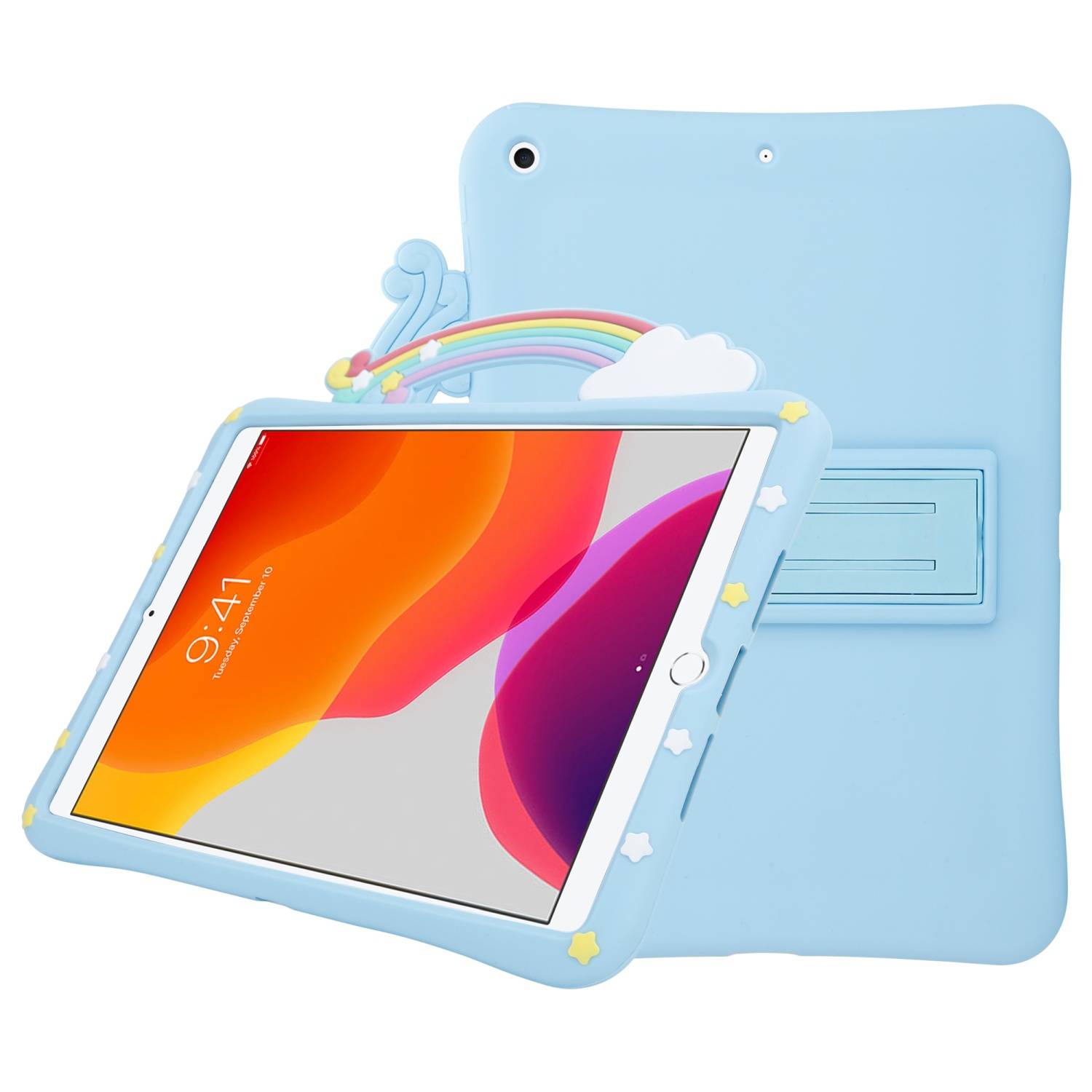 Cadorabo Hülle für Apple iPad MINI 4 (7.9 Zoll) Tablet Hülle Design Blau Schutzhülle für Kinder TPU Etui Standfunktion