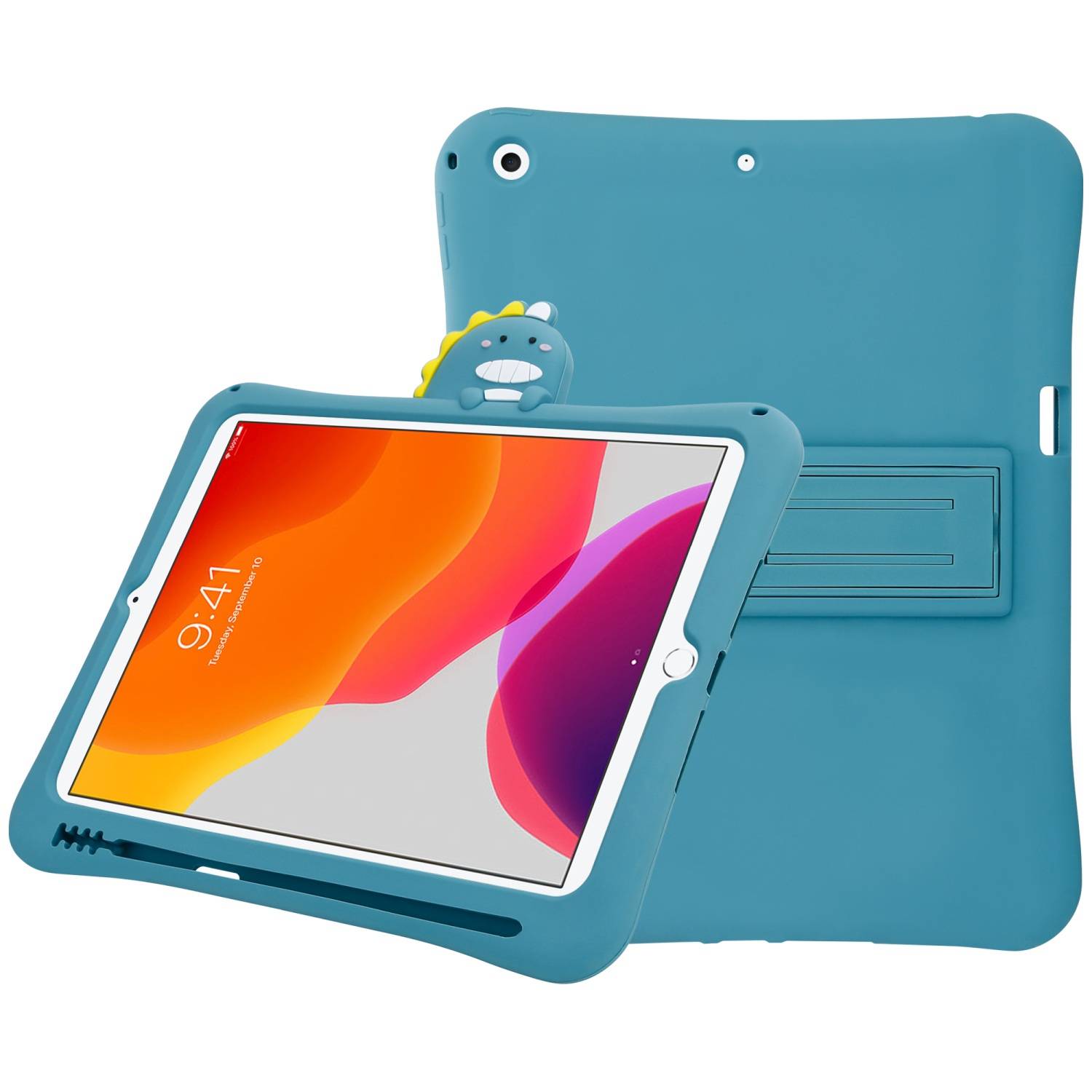 Cadorabo Hülle für Apple iPad MINI 5 (7.9 Zoll) Tablet Hülle Design Blau Schutzhülle für Kinder TPU Etui Standfunktion