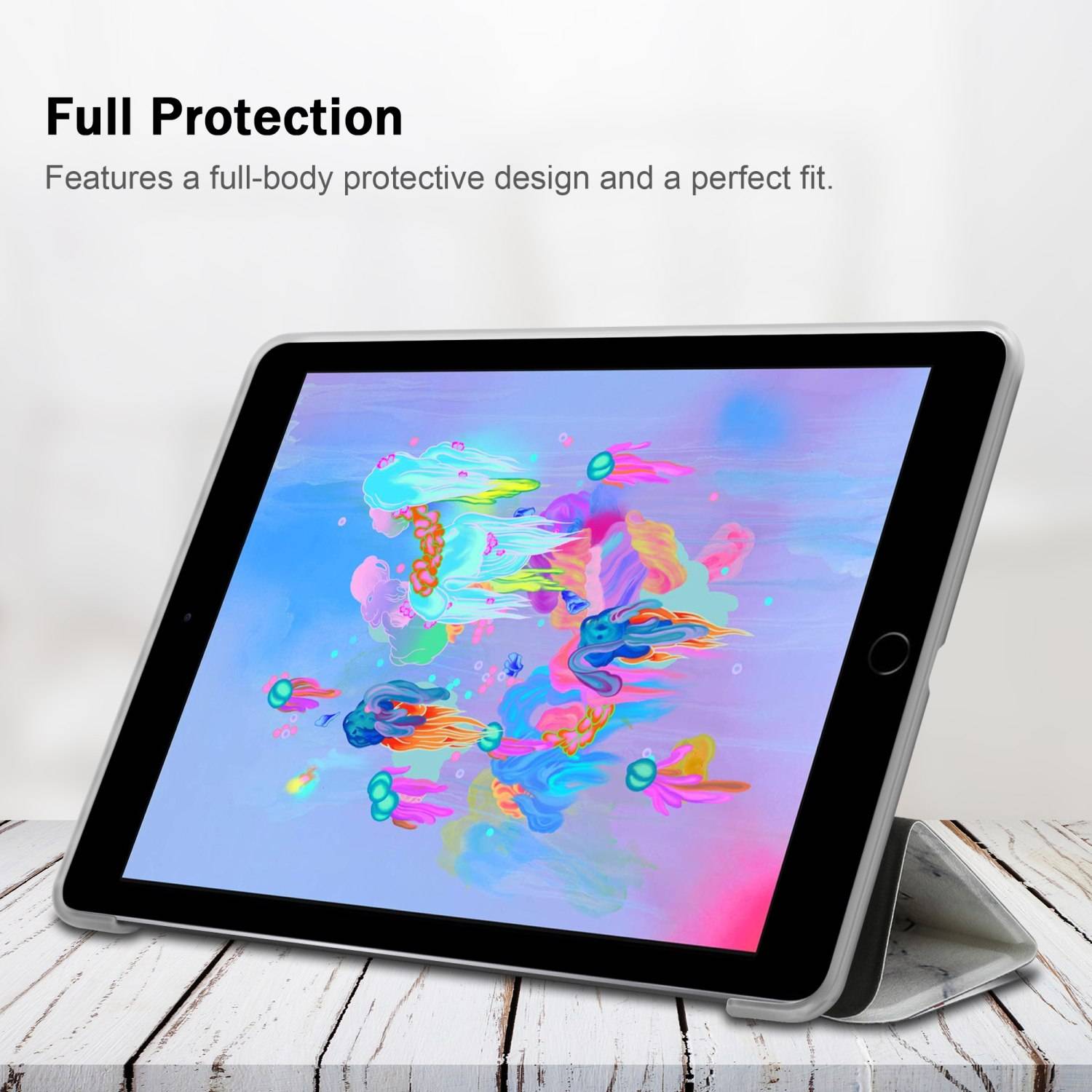 Cadorabo Hülle für Apple iPad AIR 2 2014 / AIR 2013 / PRO (9.7 Zoll) Handyhülle Design Weiß Schutzhülle Tablet Hülle