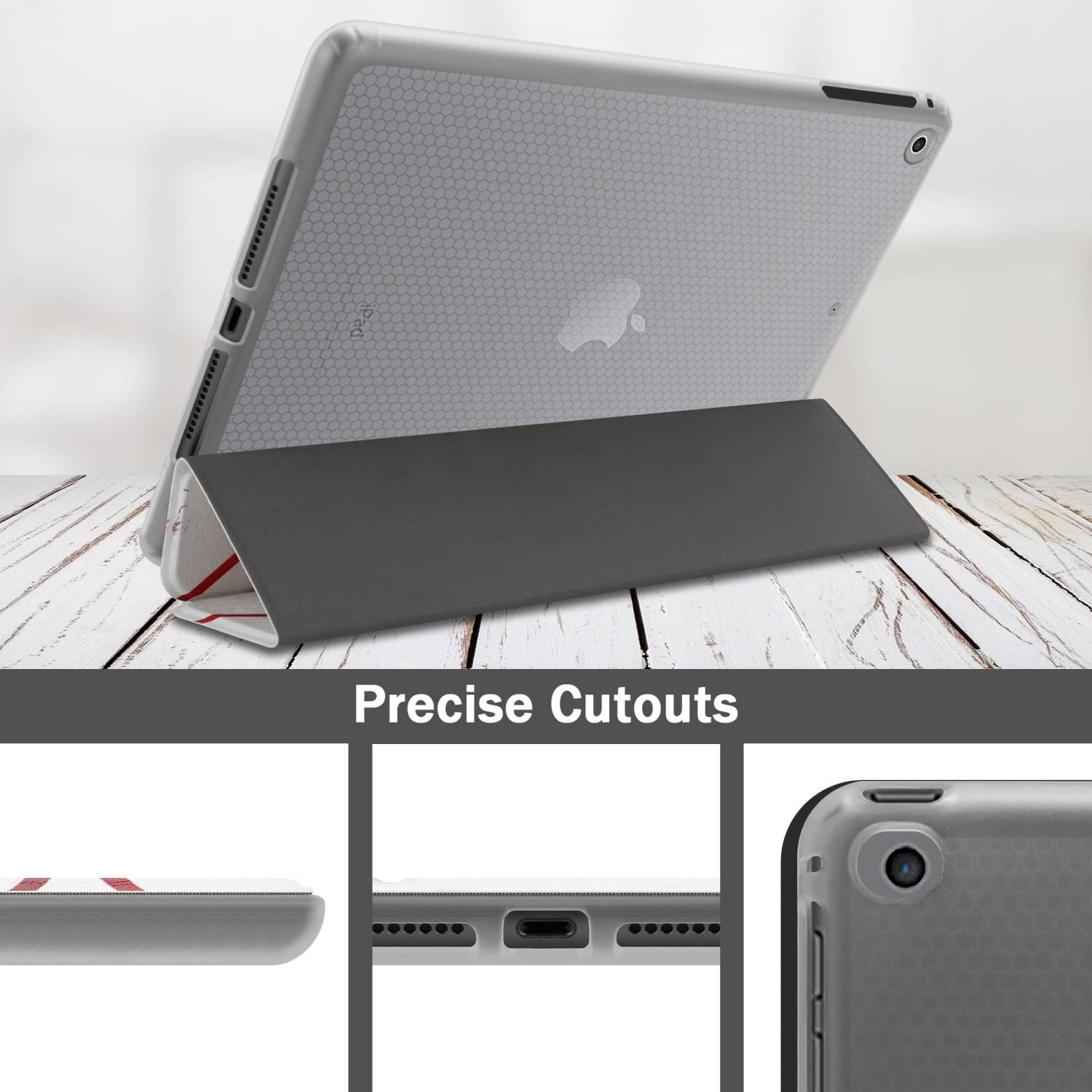 Cadorabo Hülle für Apple iPad AIR 2 2014 / AIR 2013 / PRO (9.7 Zoll) Handyhülle Design Weiß Schutzhülle Tablet Hülle