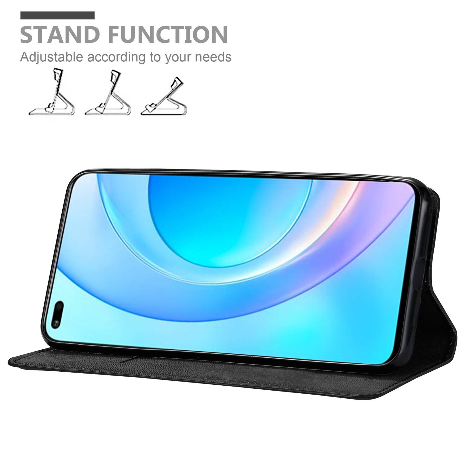 Cadorabo Hülle für Honor 50 LITE Schutz Hülle in Schwarz Handyhülle Etui Case Cover Magnetverschluss