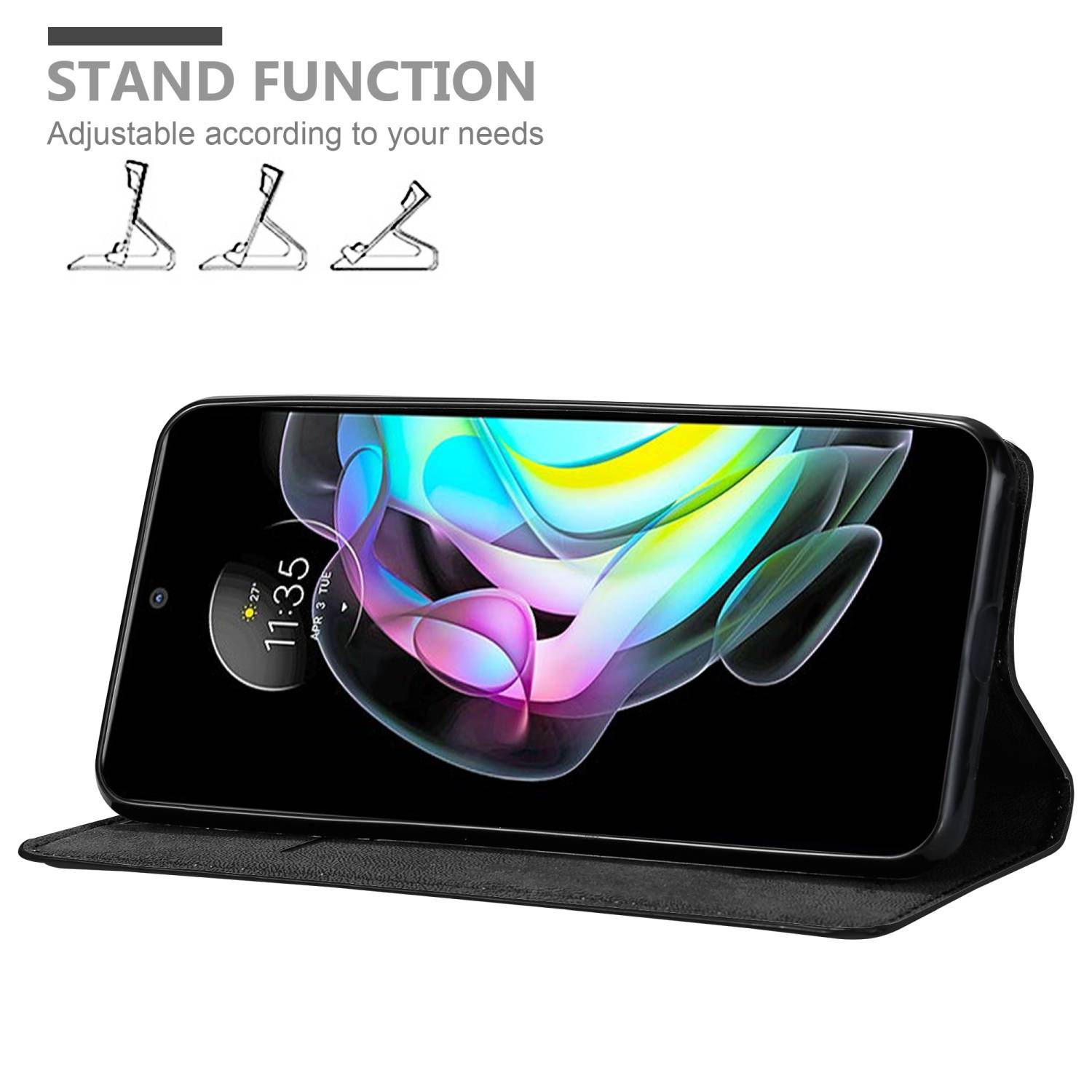 Cadorabo Hülle für Motorola EDGE 20 Schutz Hülle in Schwarz Handyhülle Etui Case Cover Magnetverschluss