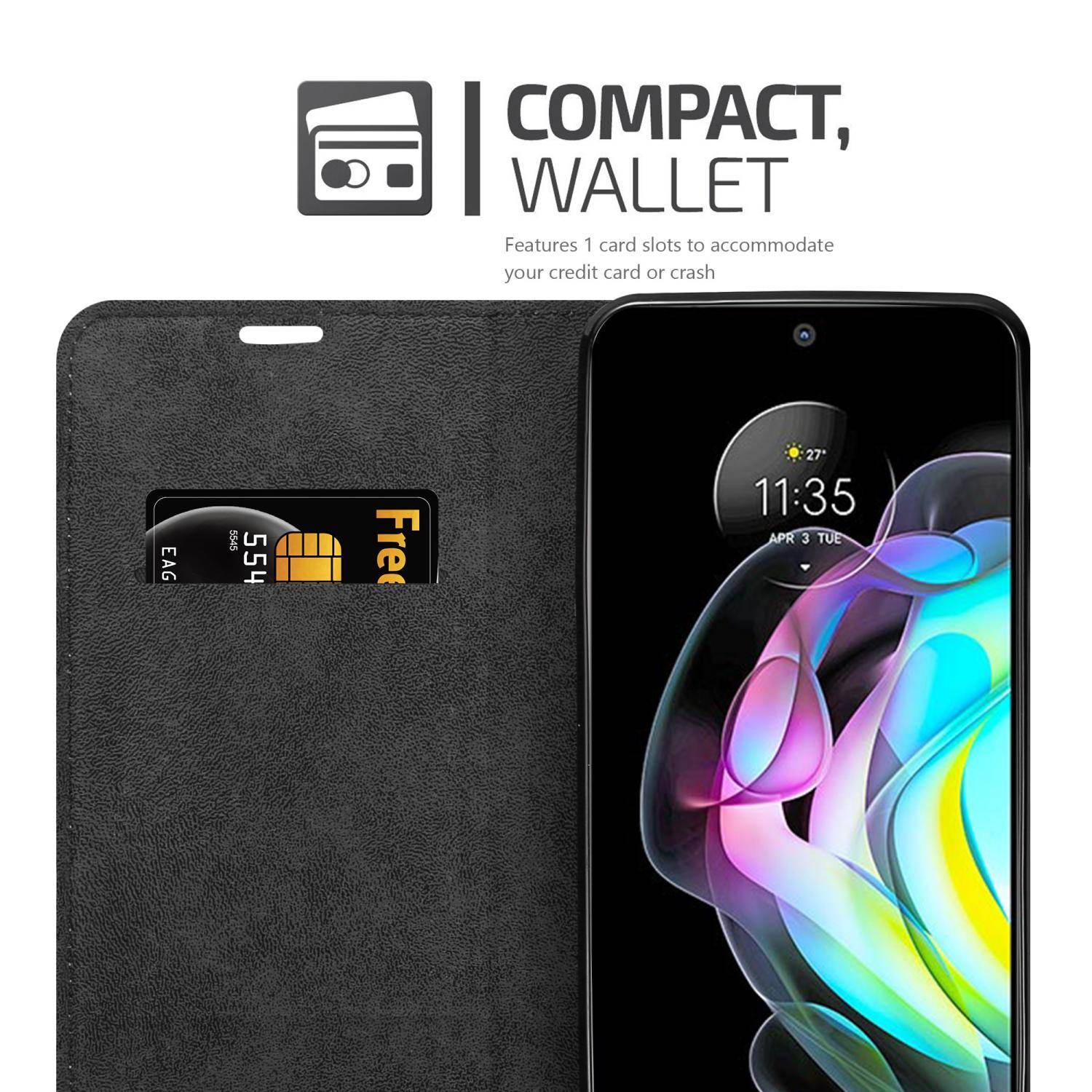 Cadorabo Hülle für Motorola EDGE 20 Schutz Hülle in Schwarz Handyhülle Etui Case Cover Magnetverschluss