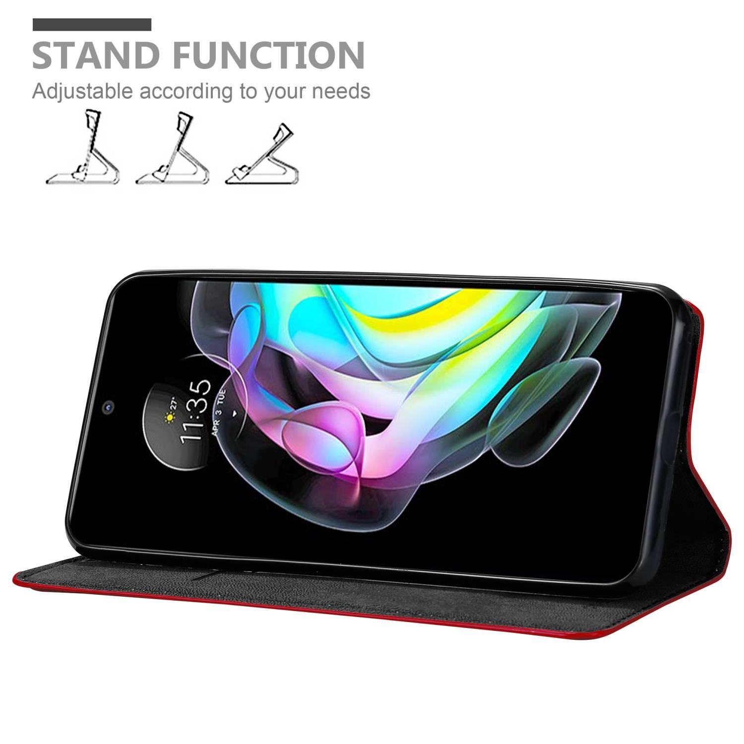 Cadorabo Hülle für Motorola EDGE 20 Schutz Hülle in Rot Handyhülle Etui Case Cover Magnetverschluss