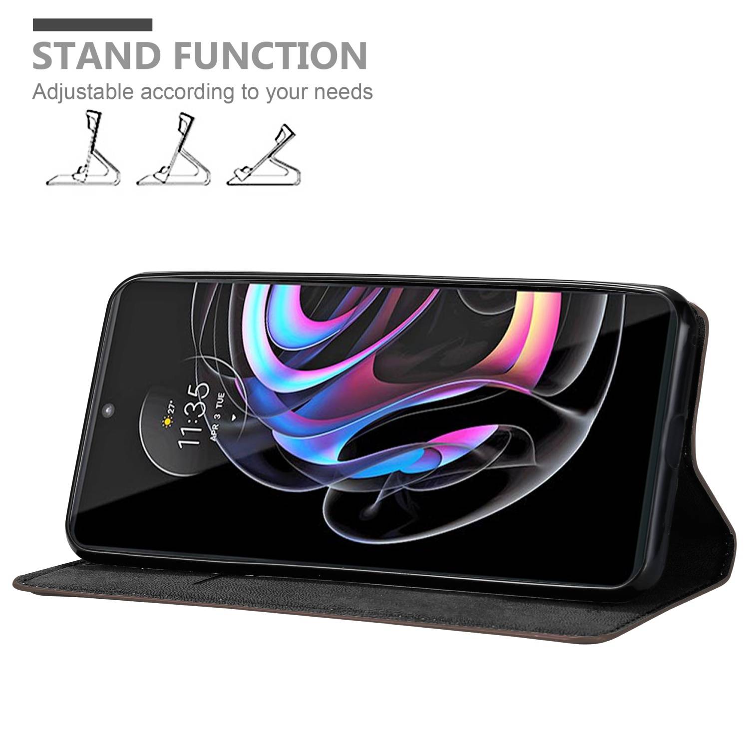 Cadorabo Hülle für Motorola EDGE 20 PRO / EDGE S PRO Schutz Hülle in Braun Handyhülle Etui Case Cover Magnetverschluss