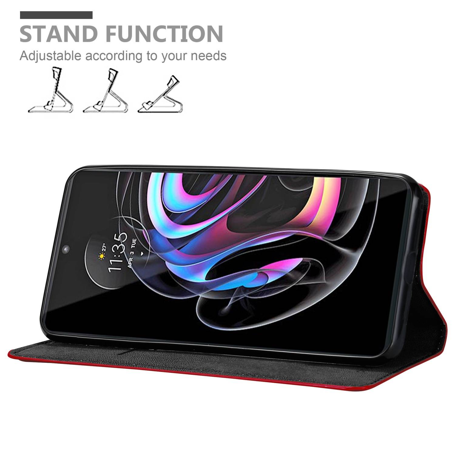 Cadorabo Hülle für Motorola EDGE 20 PRO / EDGE S PRO Schutz Hülle in Rot Handyhülle Etui Case Cover Magnetverschluss