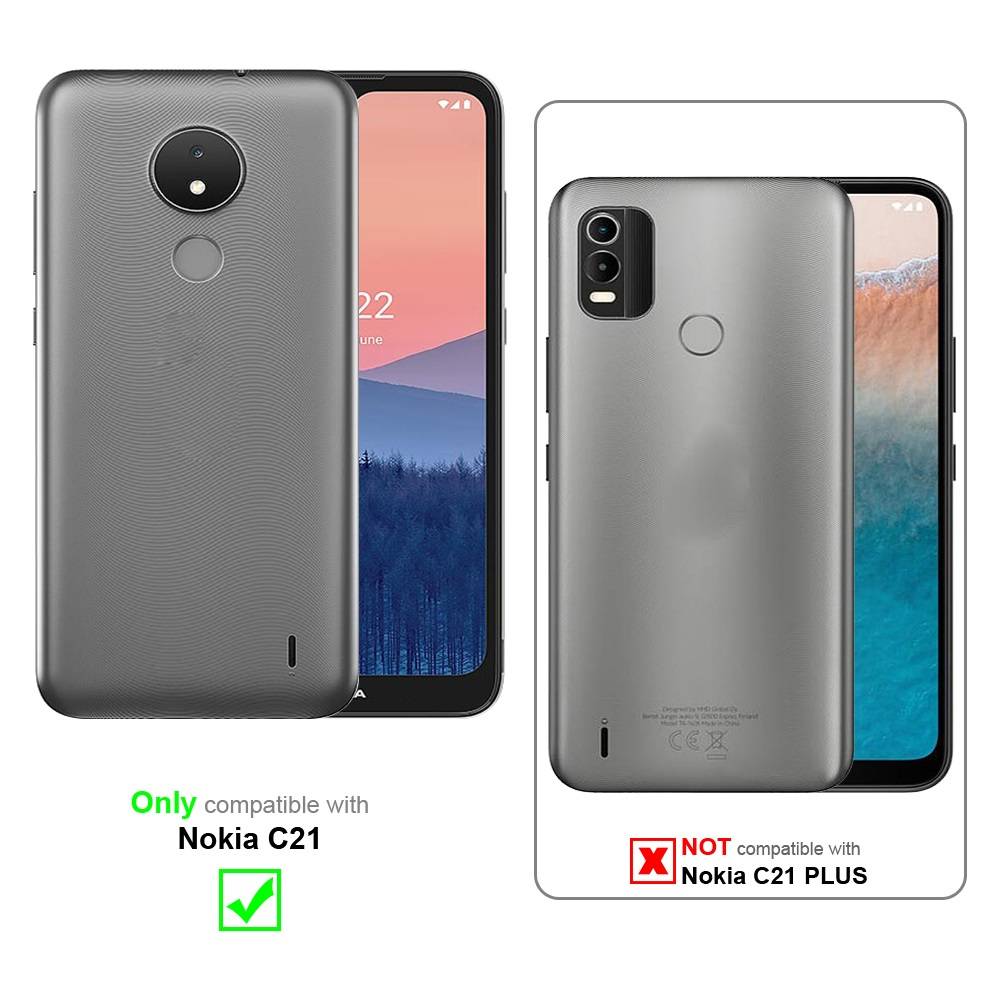 Cadorabo Hülle für Nokia C21 Schutz Hülle in Schwarz Handyhülle Etui Case Cover Magnetverschluss