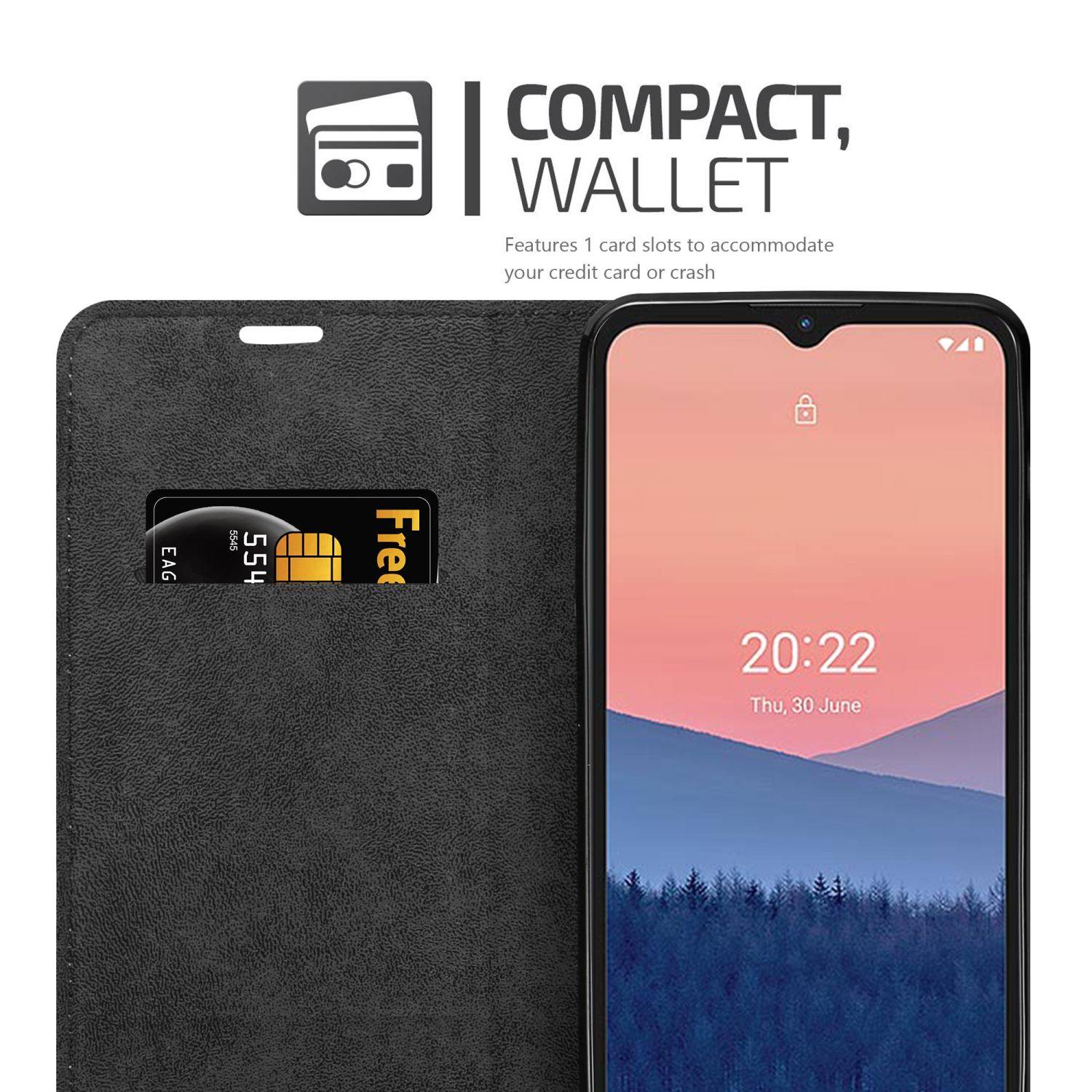 Cadorabo Hülle für Nokia C21 Schutz Hülle in Schwarz Handyhülle Etui Case Cover Magnetverschluss