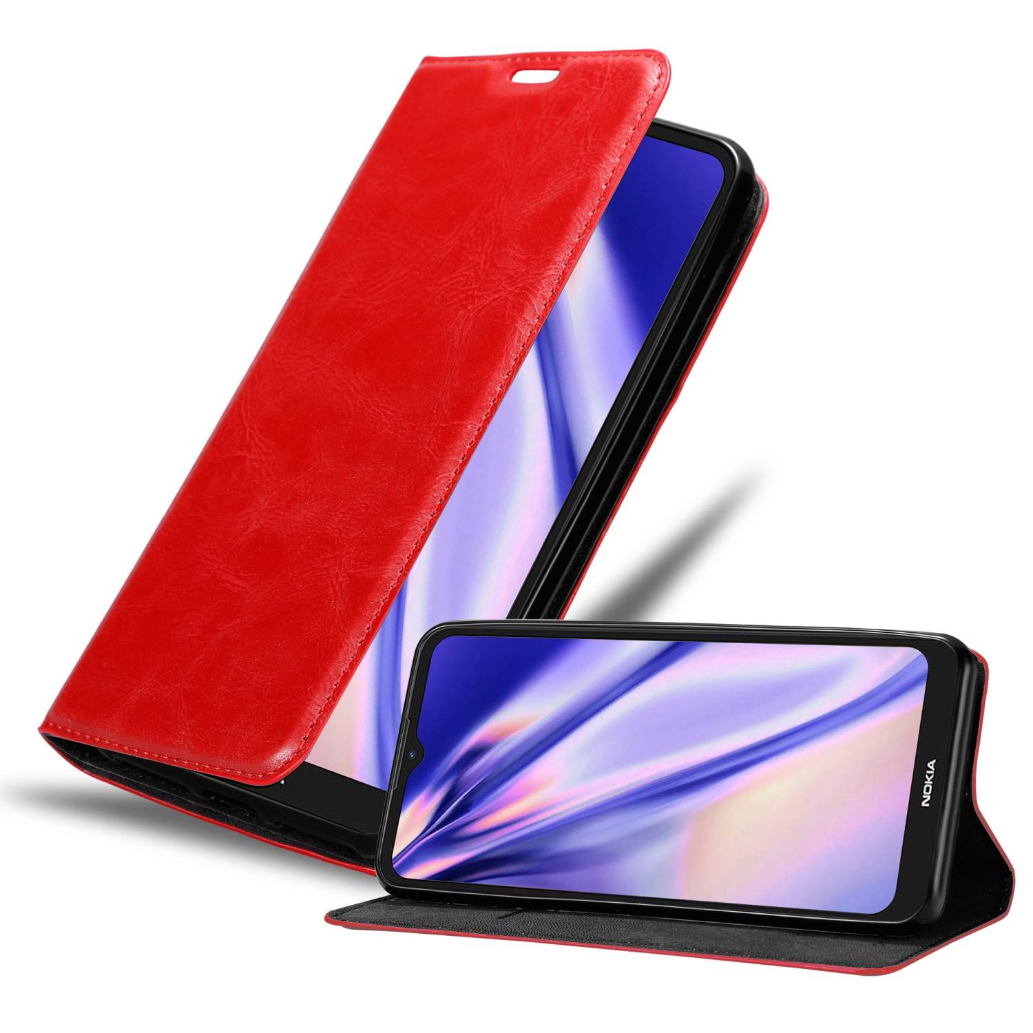 Cadorabo Hülle für Nokia C21 Schutz Hülle in Rot Handyhülle Etui Case Cover Magnetverschluss