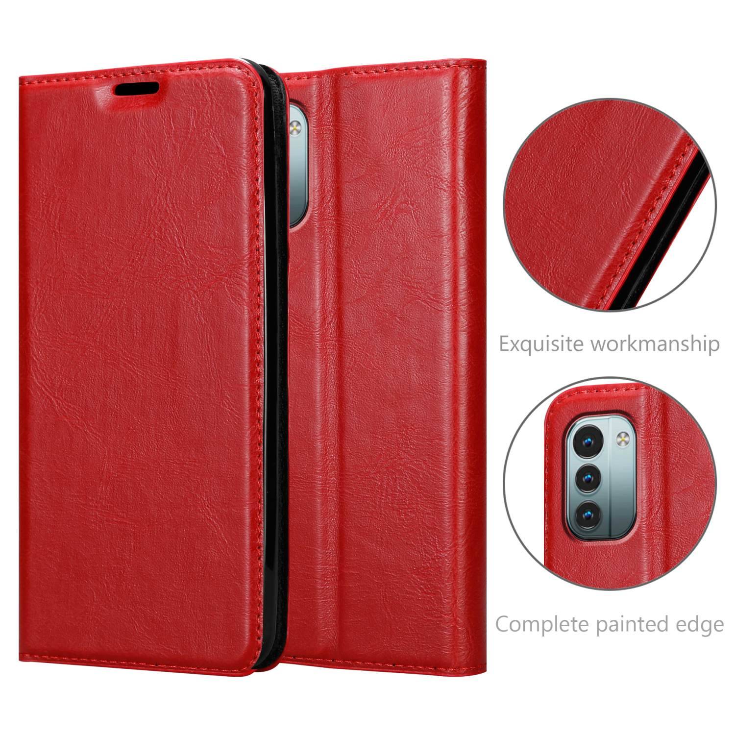 Cadorabo Hülle für Nokia G11 / G21 Schutz Hülle in Rot Handyhülle Etui Case Cover Magnetverschluss