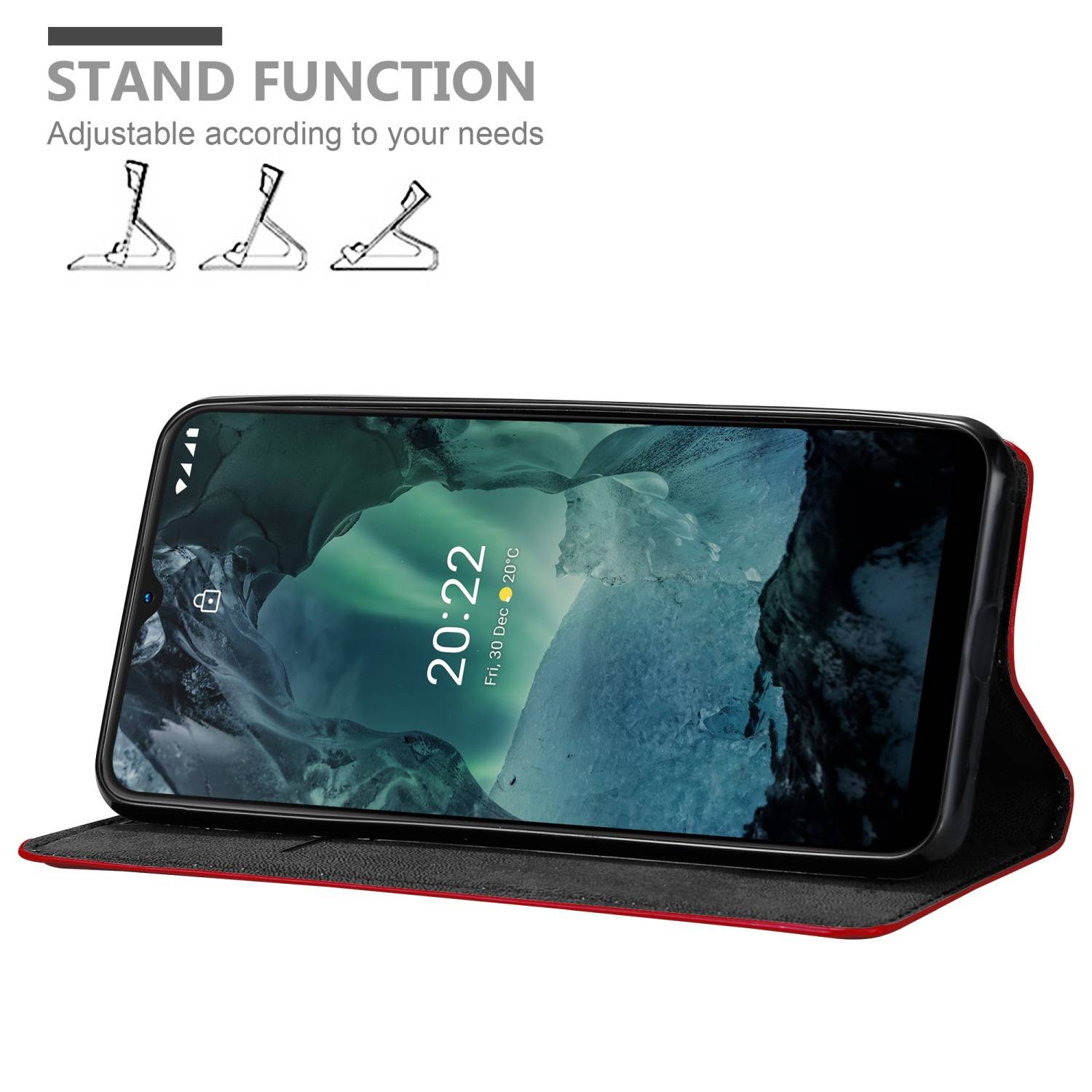 Cadorabo Hülle für Nokia G11 / G21 Schutz Hülle in Rot Handyhülle Etui Case Cover Magnetverschluss
