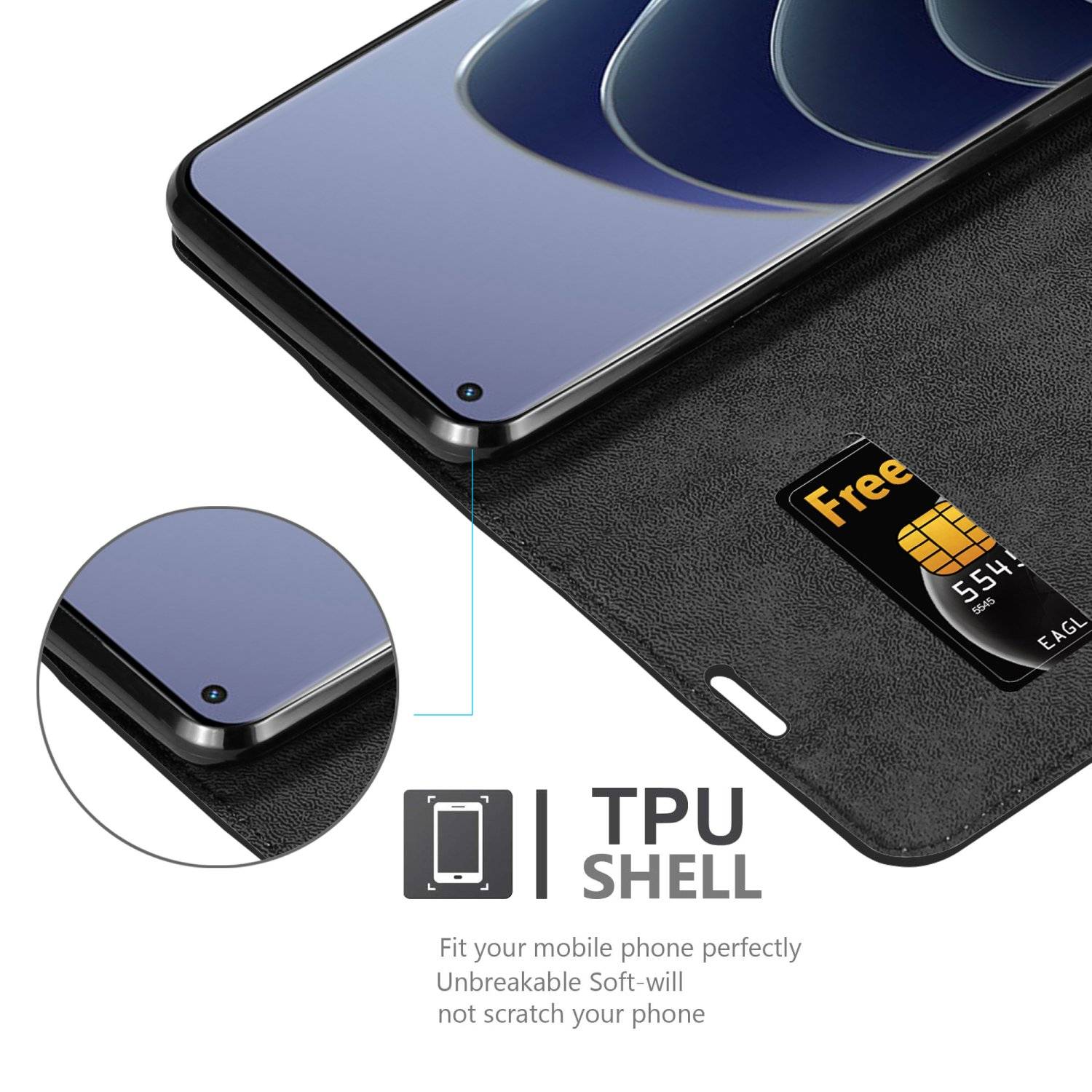 Cadorabo Hülle für OnePlus 10 PRO 5G Schutz Hülle in Schwarz Handyhülle Etui Case Cover Magnetverschluss