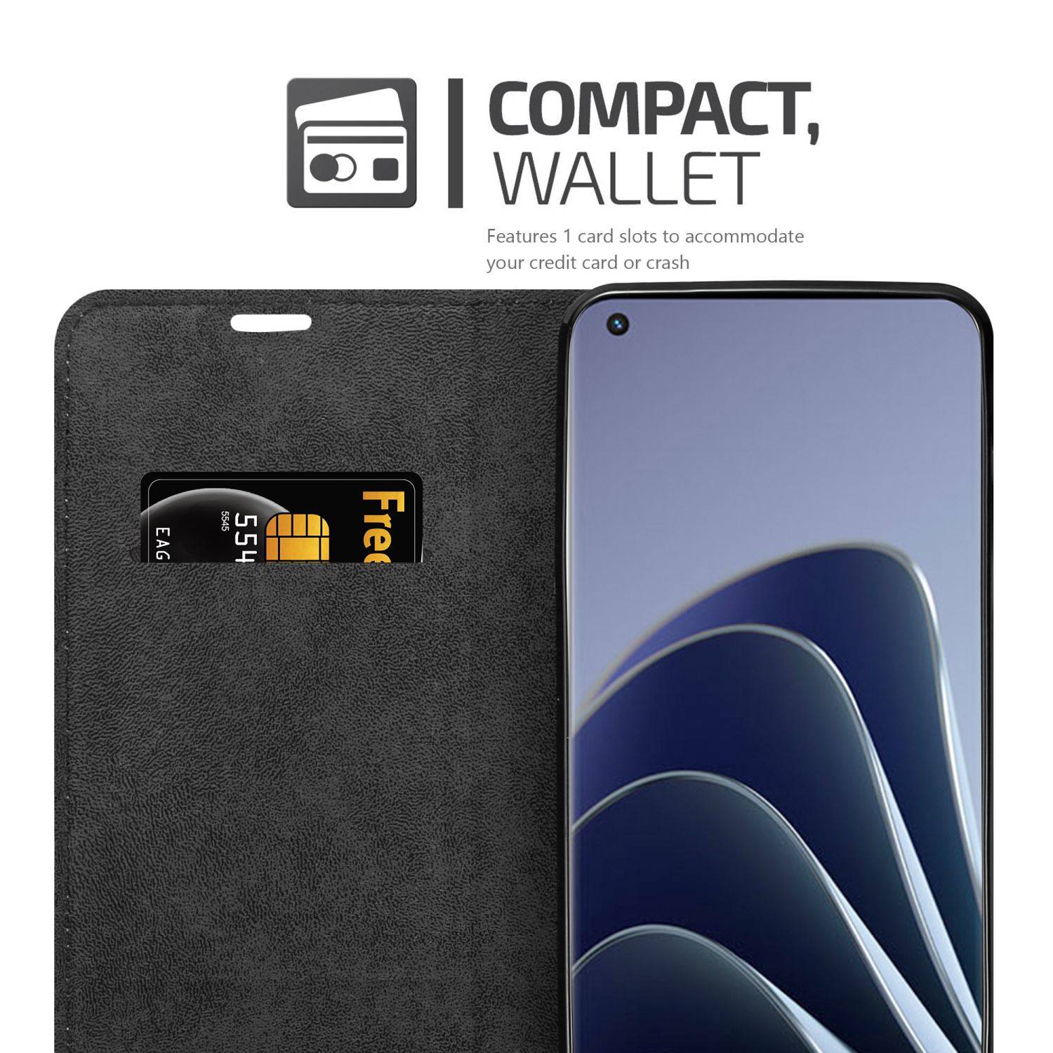 Cadorabo Hülle für OnePlus 10 PRO 5G Schutz Hülle in Schwarz Handyhülle Etui Case Cover Magnetverschluss