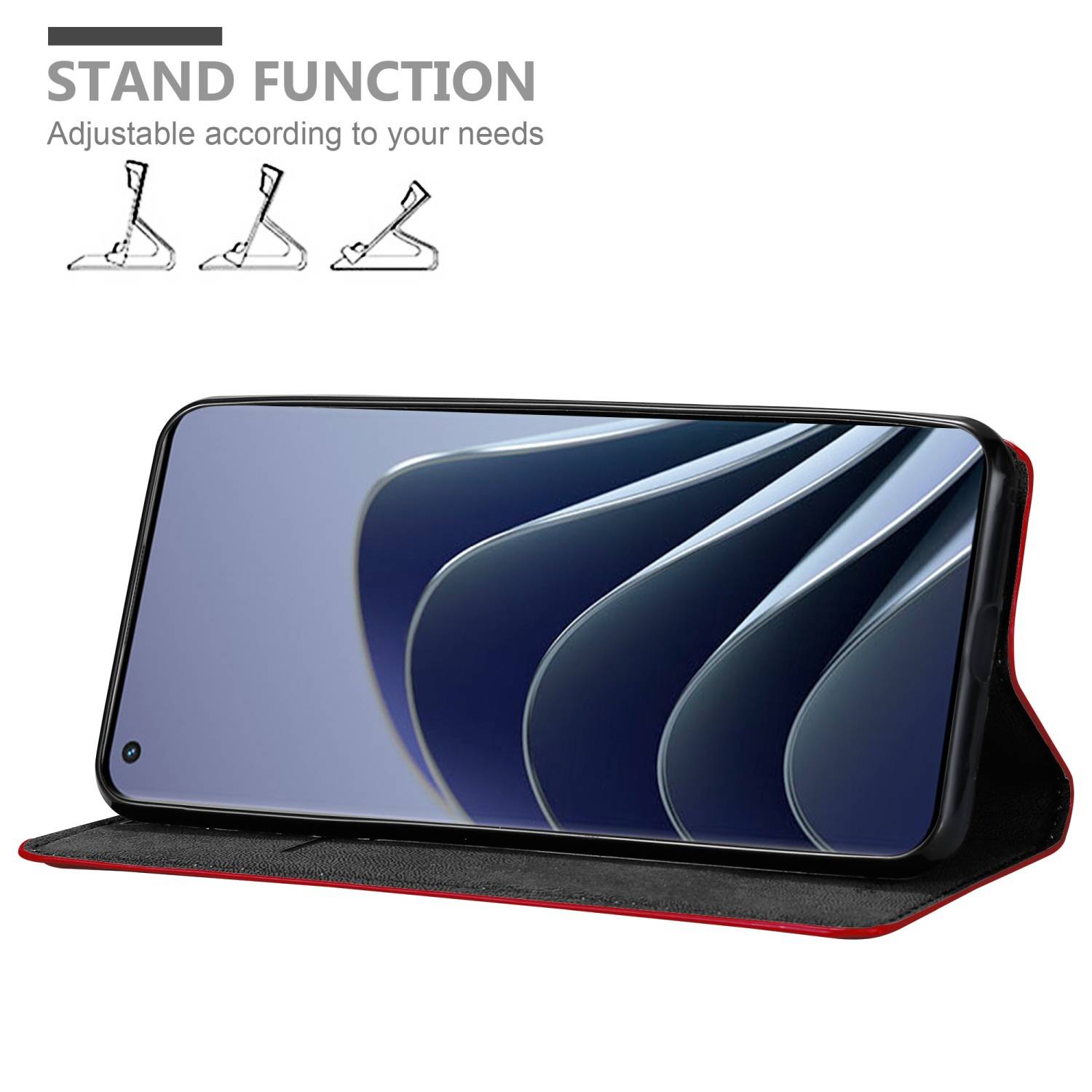 Cadorabo Hülle für OnePlus 10 PRO 5G Schutz Hülle in Rot Handyhülle Etui Case Cover Magnetverschluss