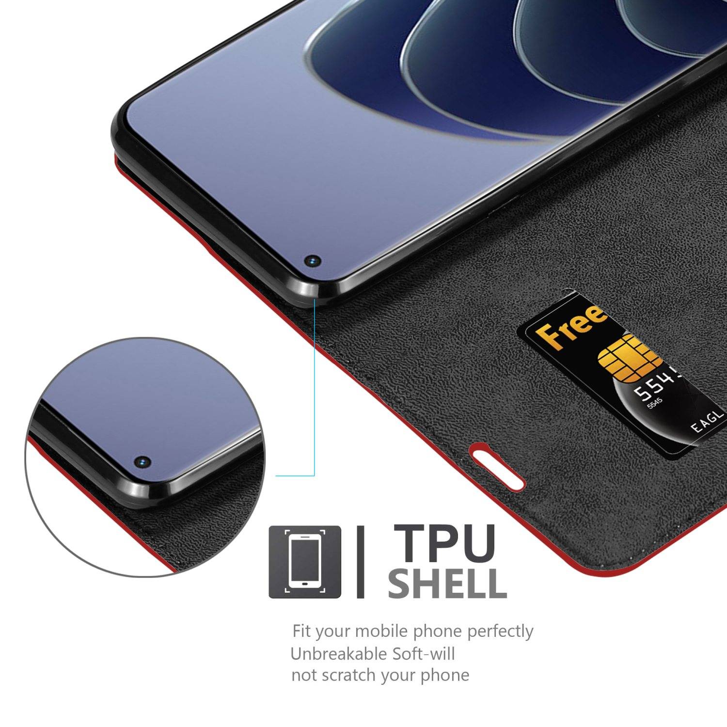 Cadorabo Hülle für OnePlus 10 PRO 5G Schutz Hülle in Rot Handyhülle Etui Case Cover Magnetverschluss