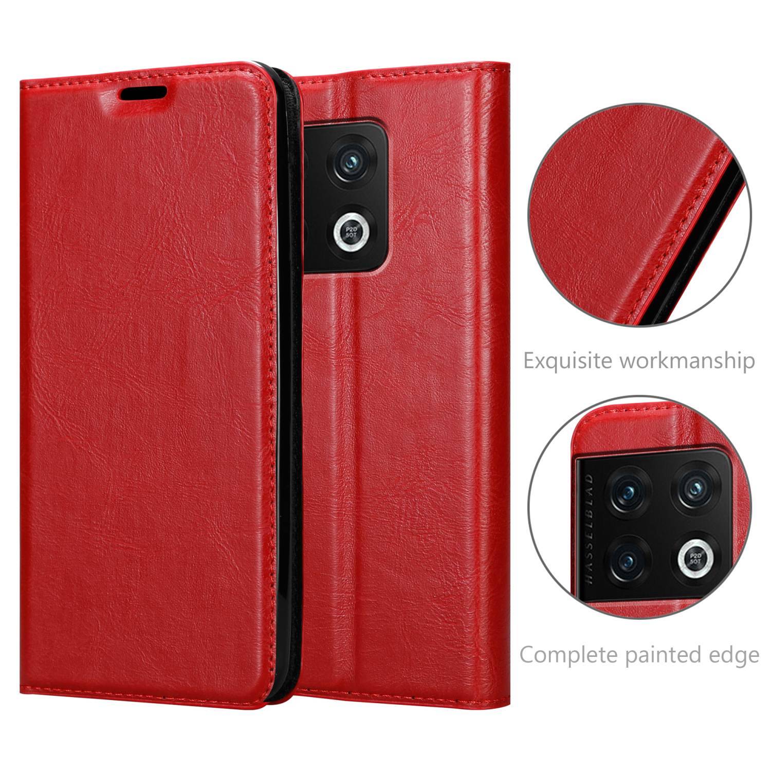 Cadorabo Hülle für OnePlus 10 PRO 5G Schutz Hülle in Rot Handyhülle Etui Case Cover Magnetverschluss