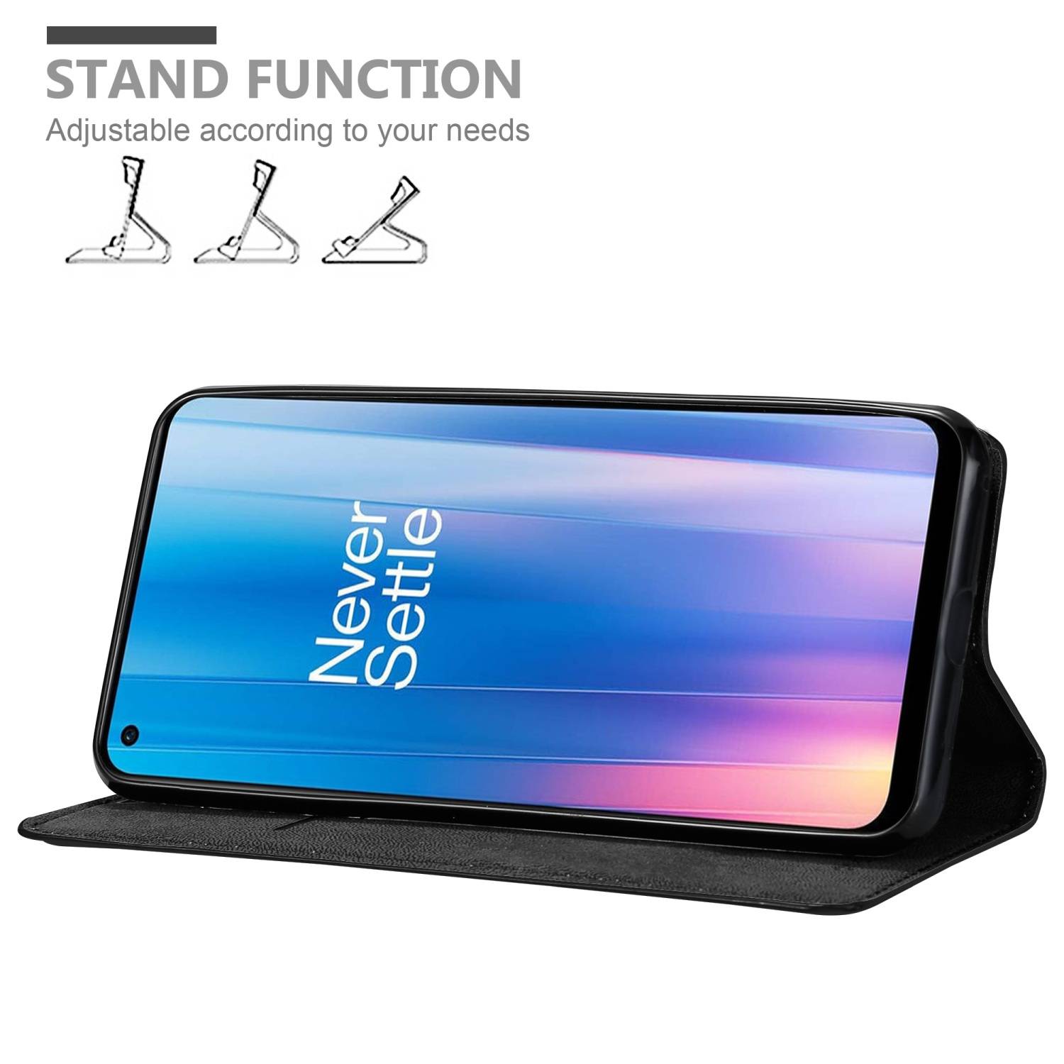 Cadorabo Hülle für OnePlus Nord CE 2 5G Schutz Hülle in Schwarz Handyhülle Etui Case Cover Magnetverschluss