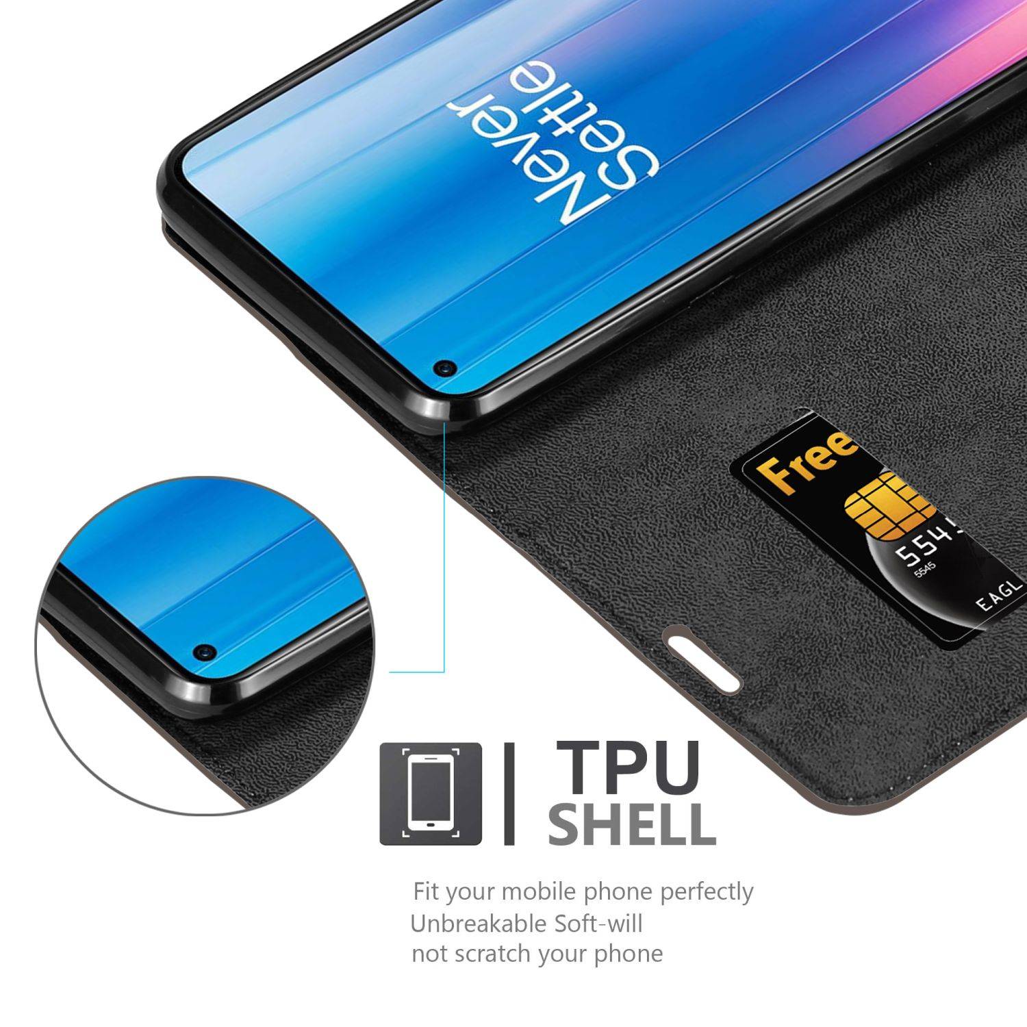 Cadorabo Hülle für OnePlus Nord CE 2 5G Schutz Hülle in Braun Handyhülle Etui Case Cover Magnetverschluss