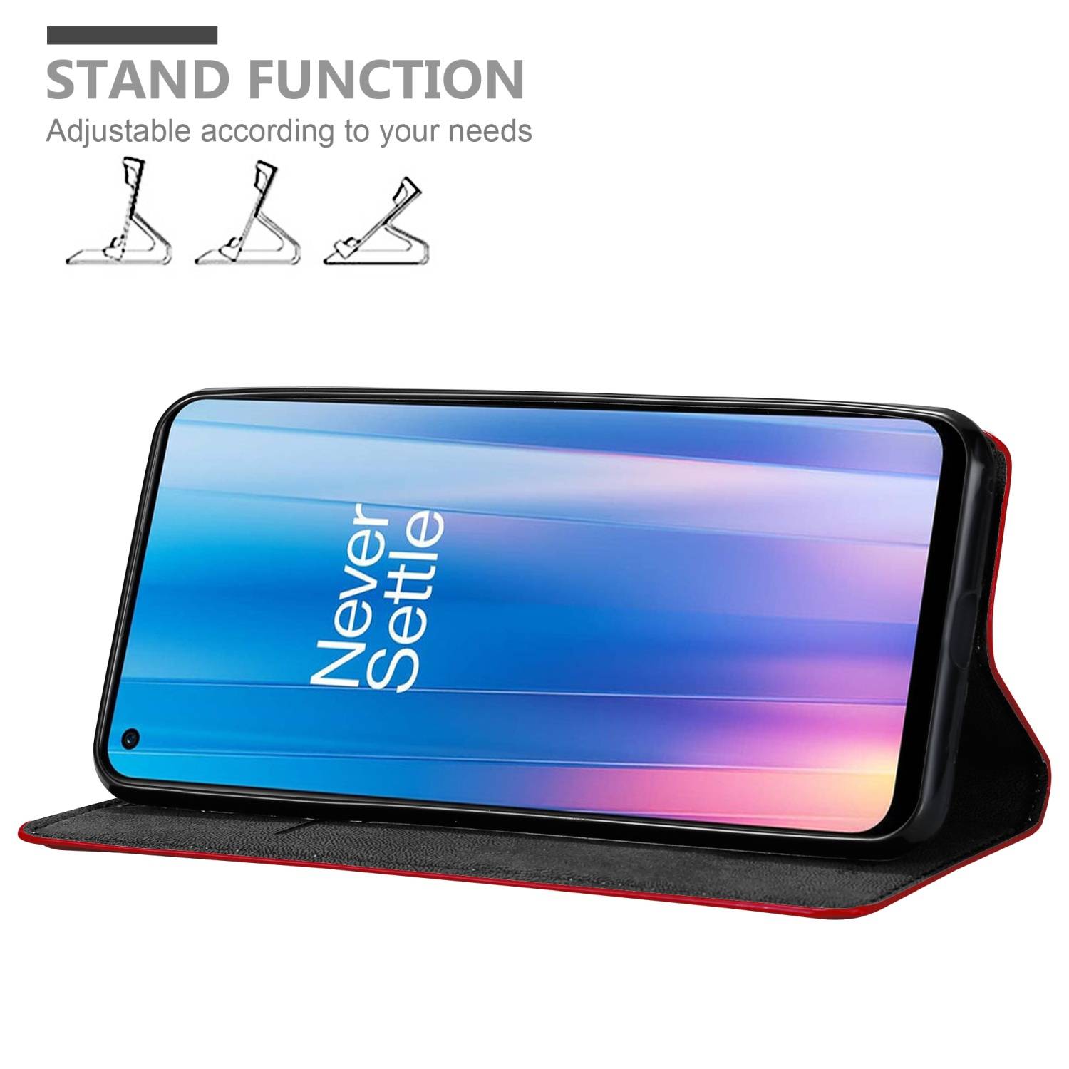 Cadorabo Hülle für OnePlus Nord CE 2 5G Schutz Hülle in Rot Handyhülle Etui Case Cover Magnetverschluss