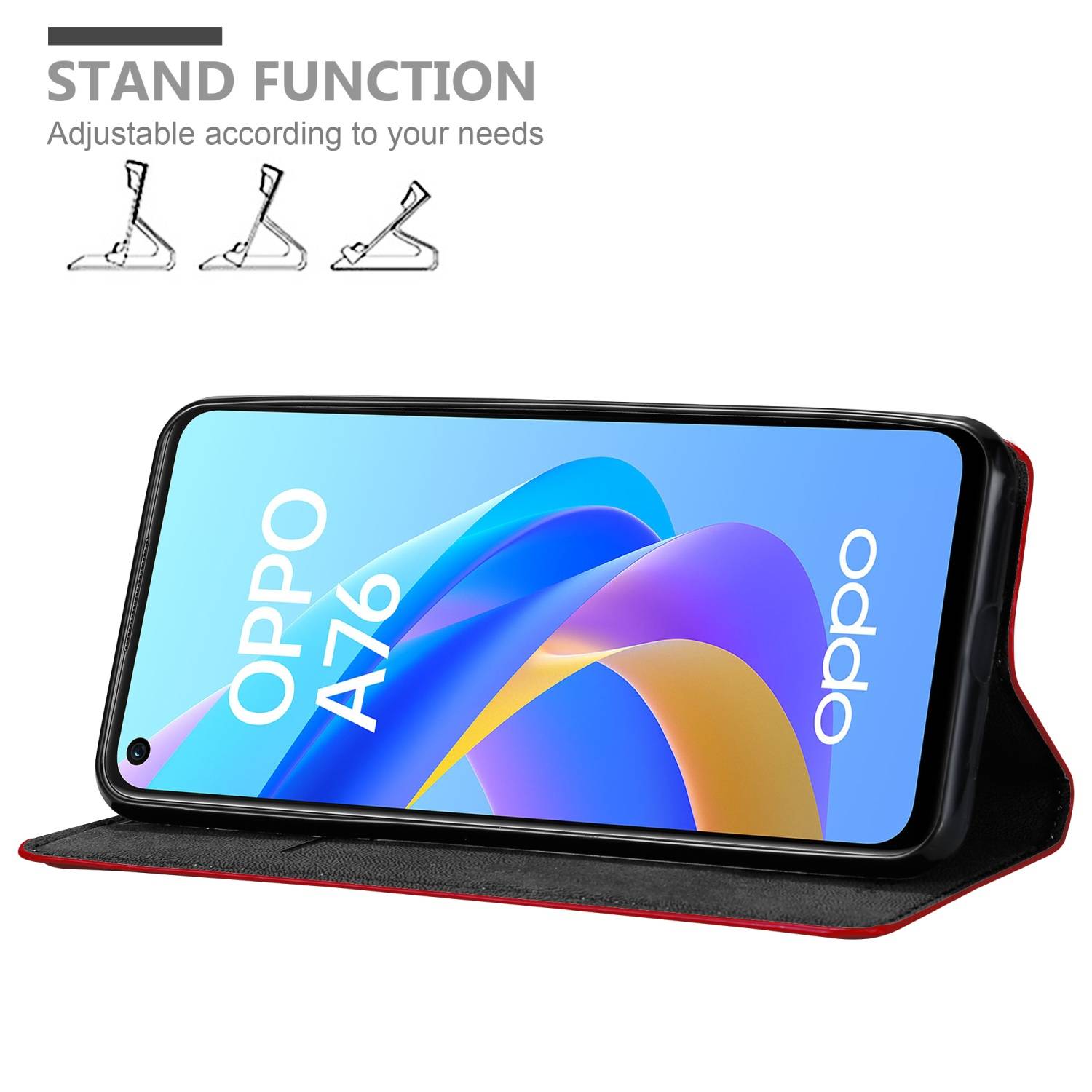 Cadorabo Hülle für Oppo A36 / A76 / A96 4G / K10 4G / Realme 9i Schutz Hülle in Rot Handyhülle Etui Case Cover