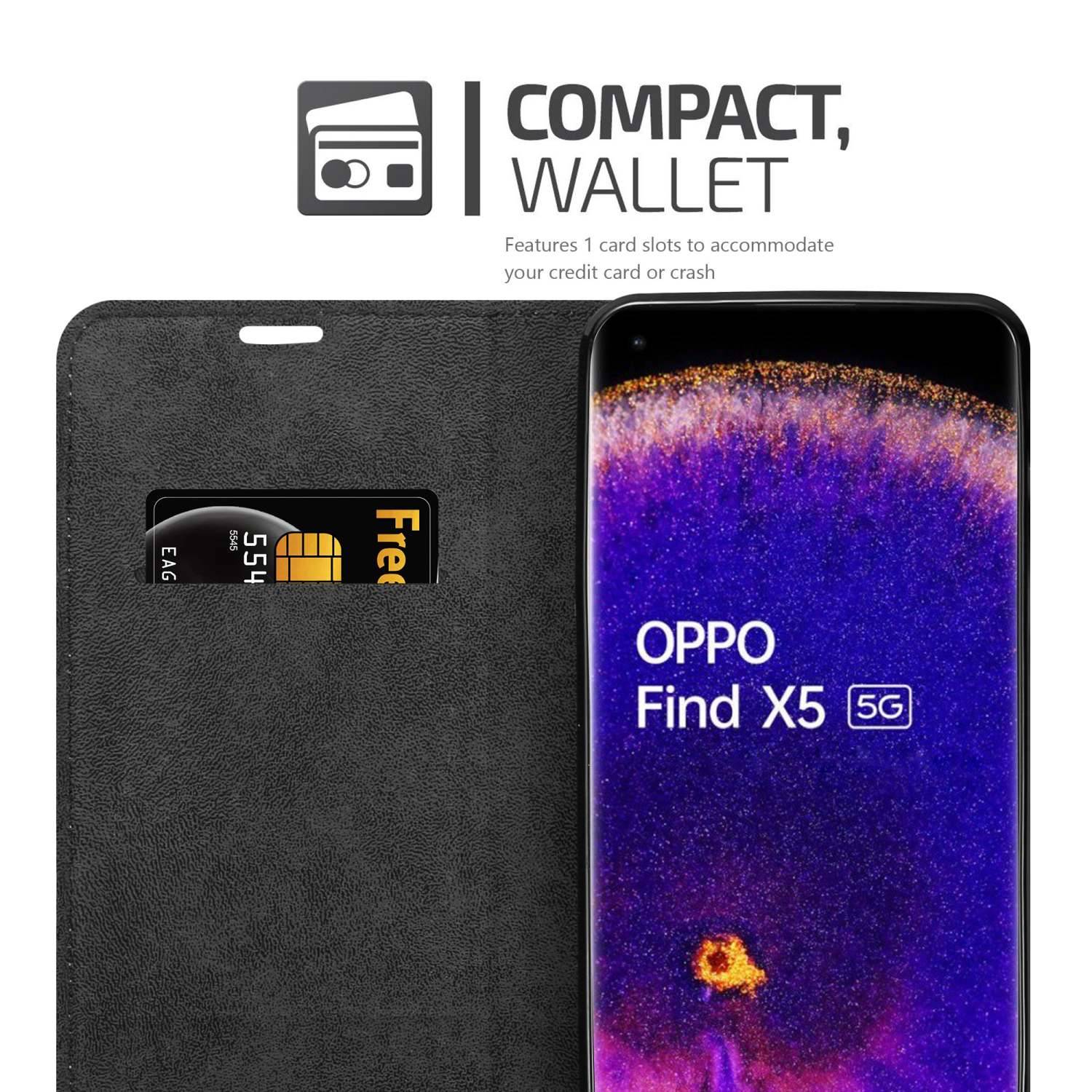 Cadorabo Hülle für Oppo FIND X5 Schutz Hülle in Rot Handyhülle Etui Case Cover Magnetverschluss