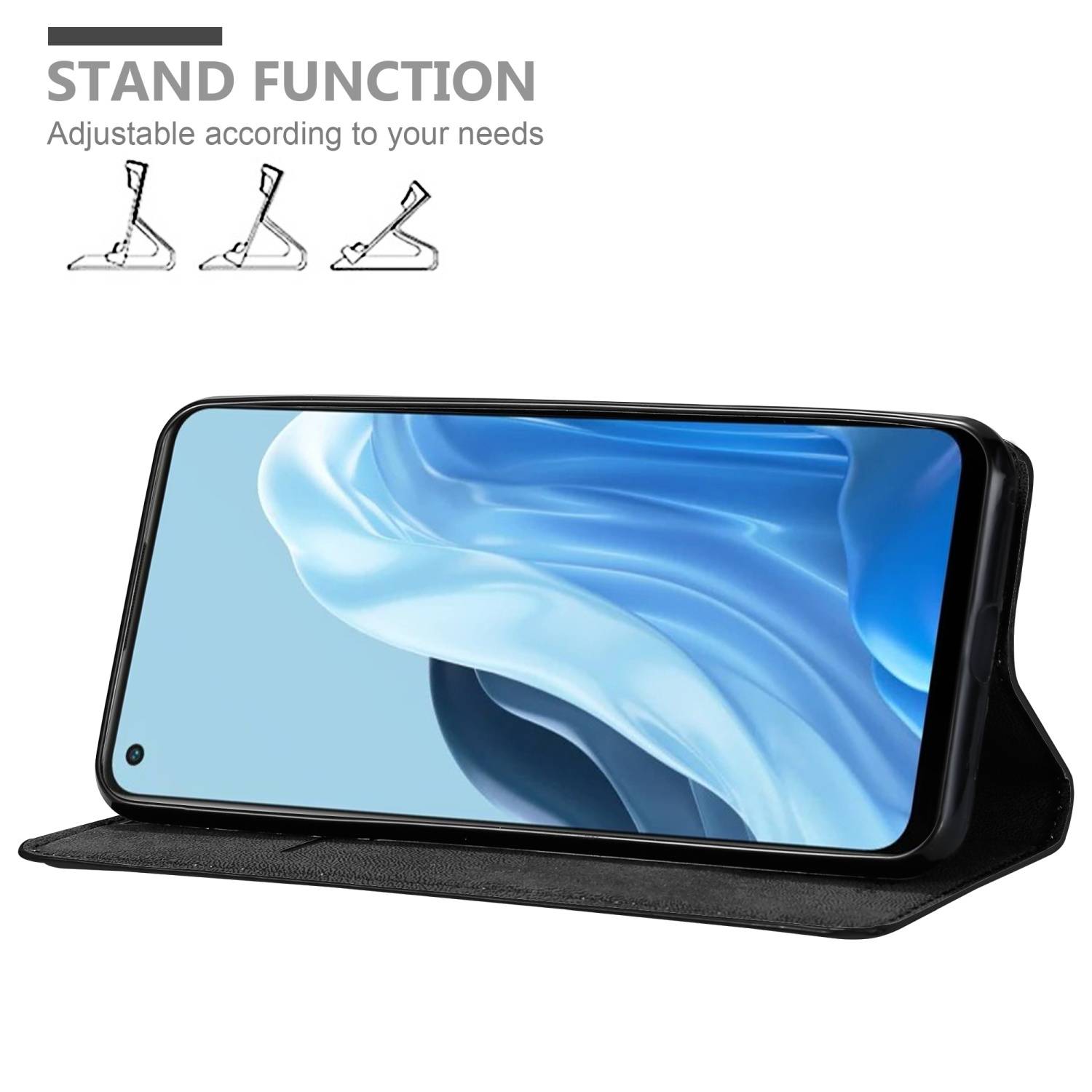 Cadorabo Hülle für Oppo FIND X5 LITE / Reno7 5G Schutz Hülle in Schwarz Handyhülle Etui Case Cover Magnetverschluss