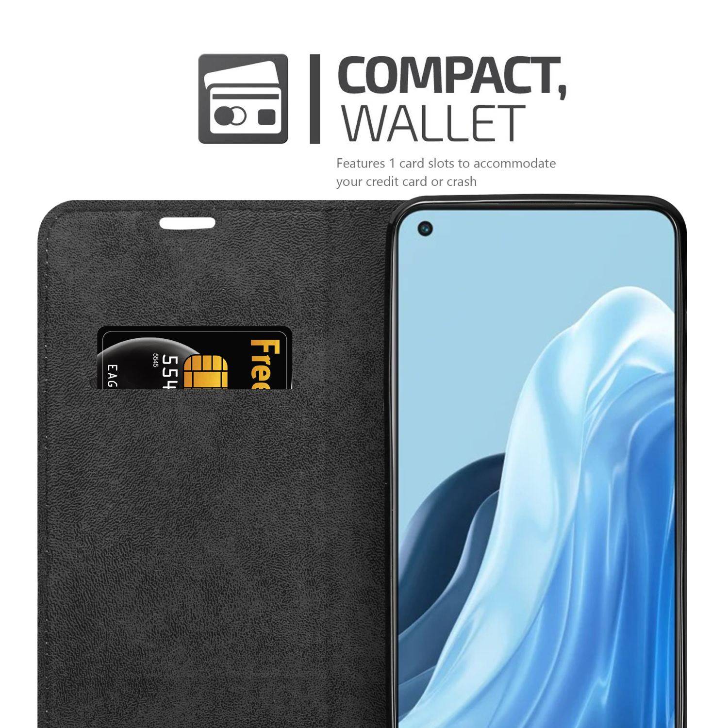 Cadorabo Hülle für Oppo FIND X5 LITE / Reno7 5G Schutz Hülle in Schwarz Handyhülle Etui Case Cover Magnetverschluss